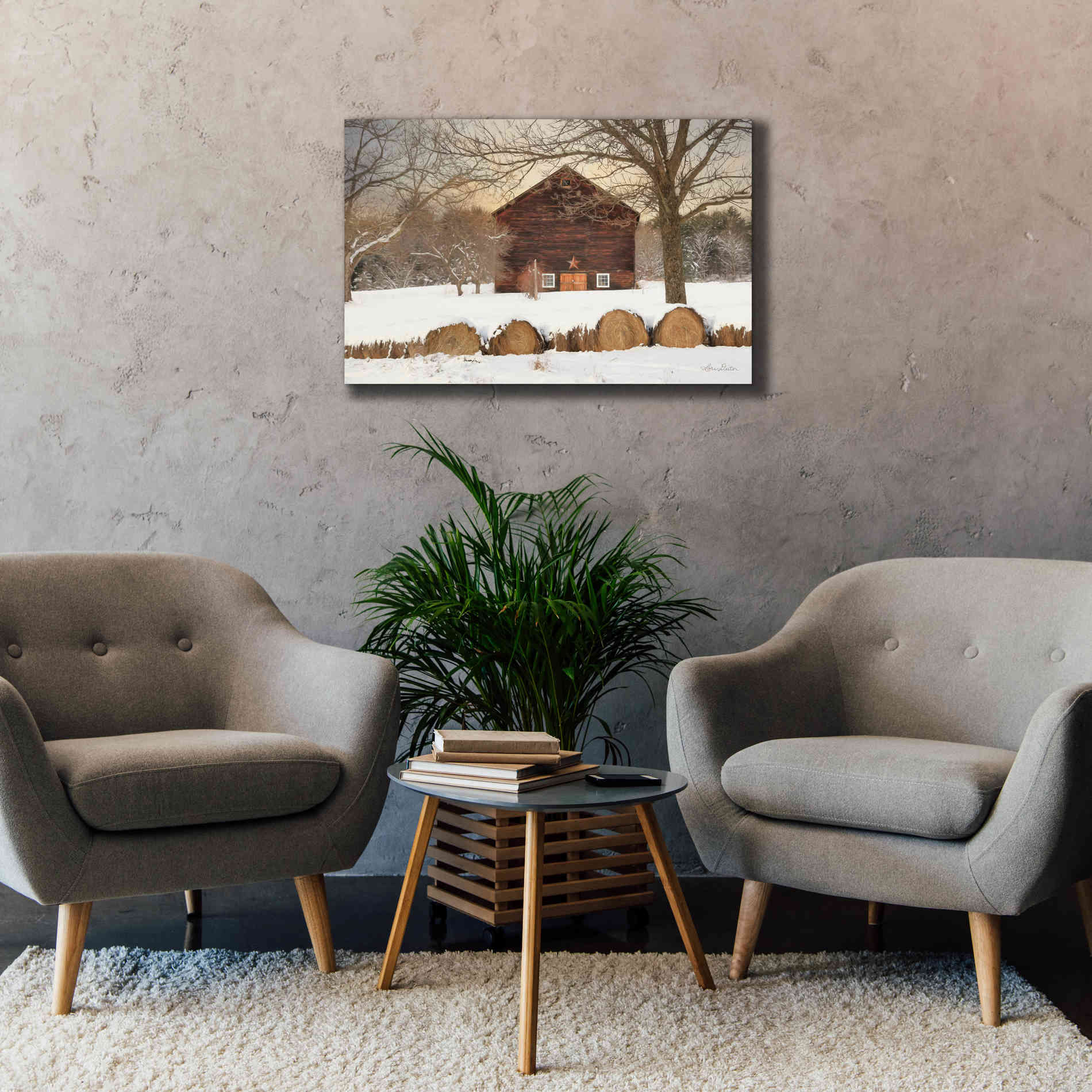 'Snowy Vermont Barn' by Lori Deiter, Canvas Wall Art,40 x 26