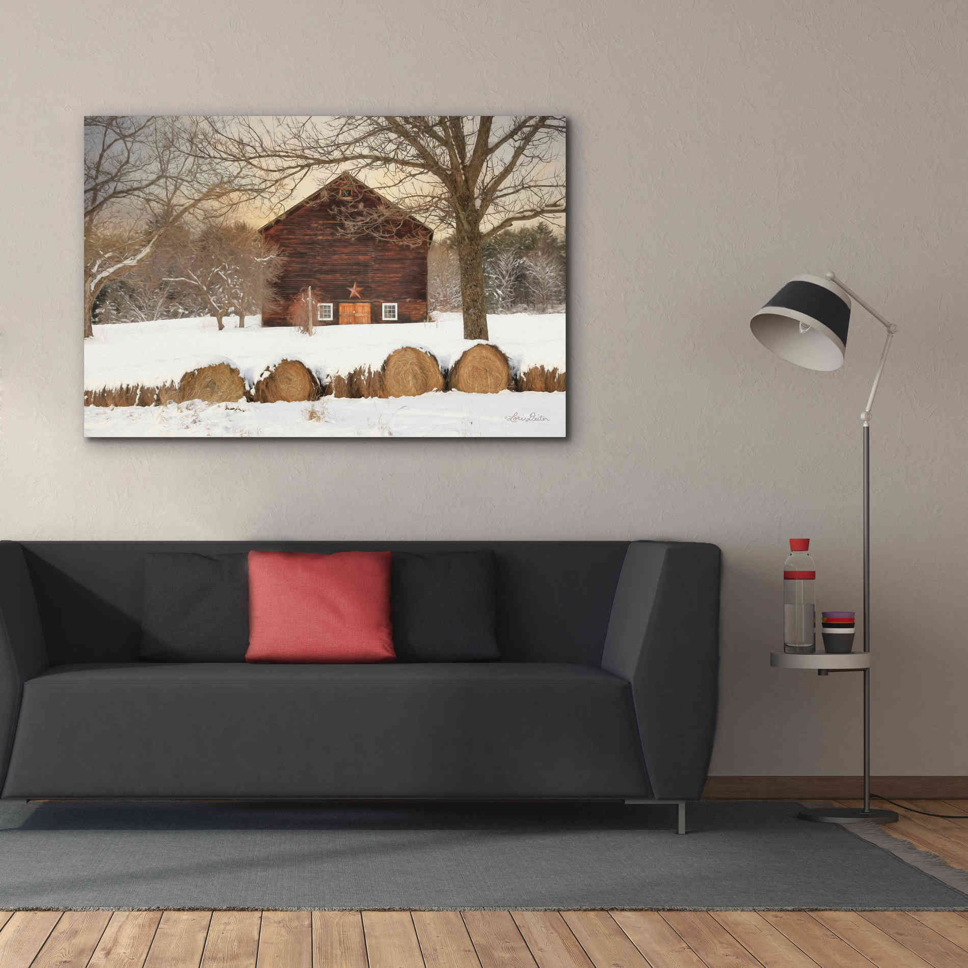 'Snowy Vermont Barn' by Lori Deiter, Canvas Wall Art,60 x 40