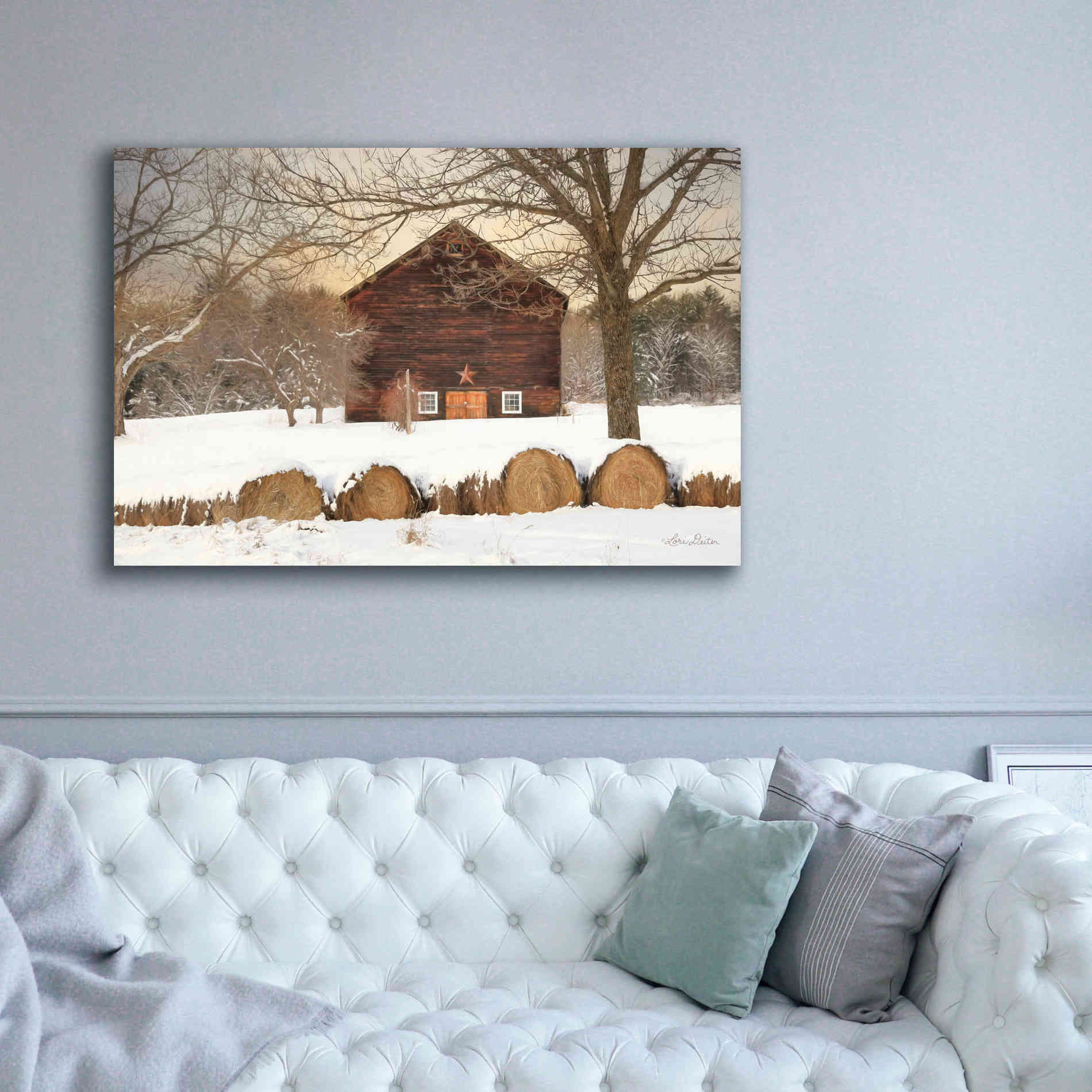 'Snowy Vermont Barn' by Lori Deiter, Canvas Wall Art,60 x 40