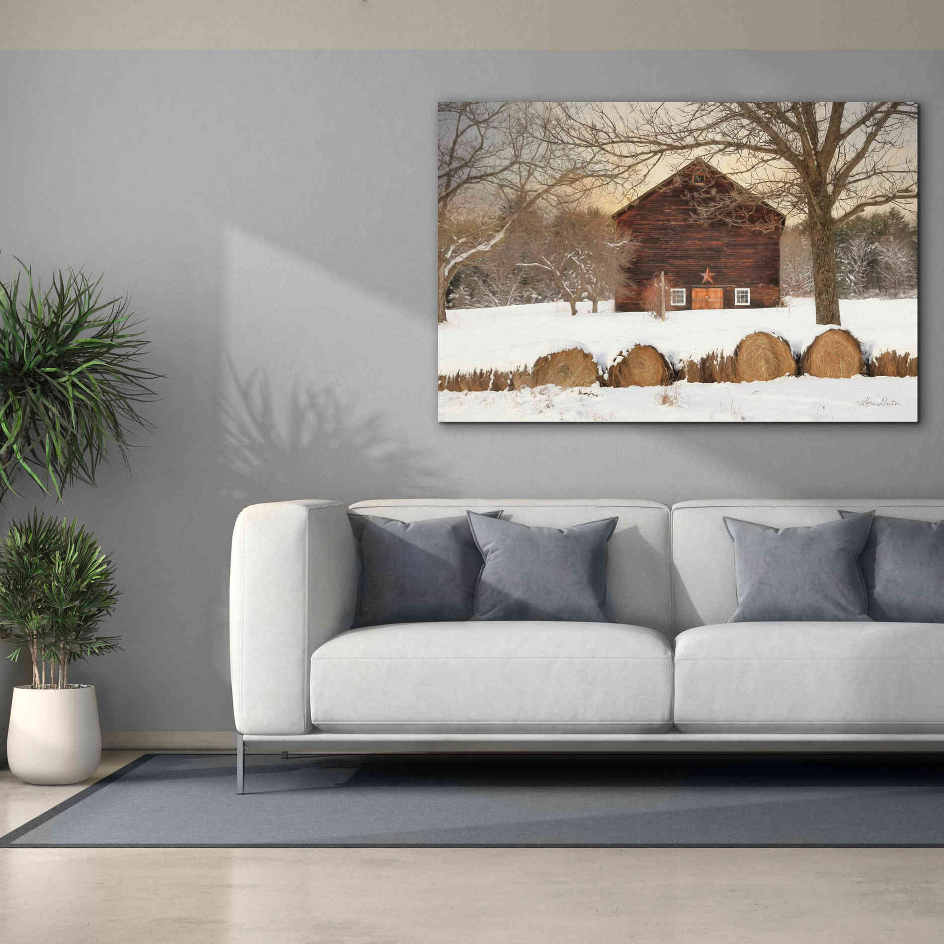 'Snowy Vermont Barn' by Lori Deiter, Canvas Wall Art,60 x 40