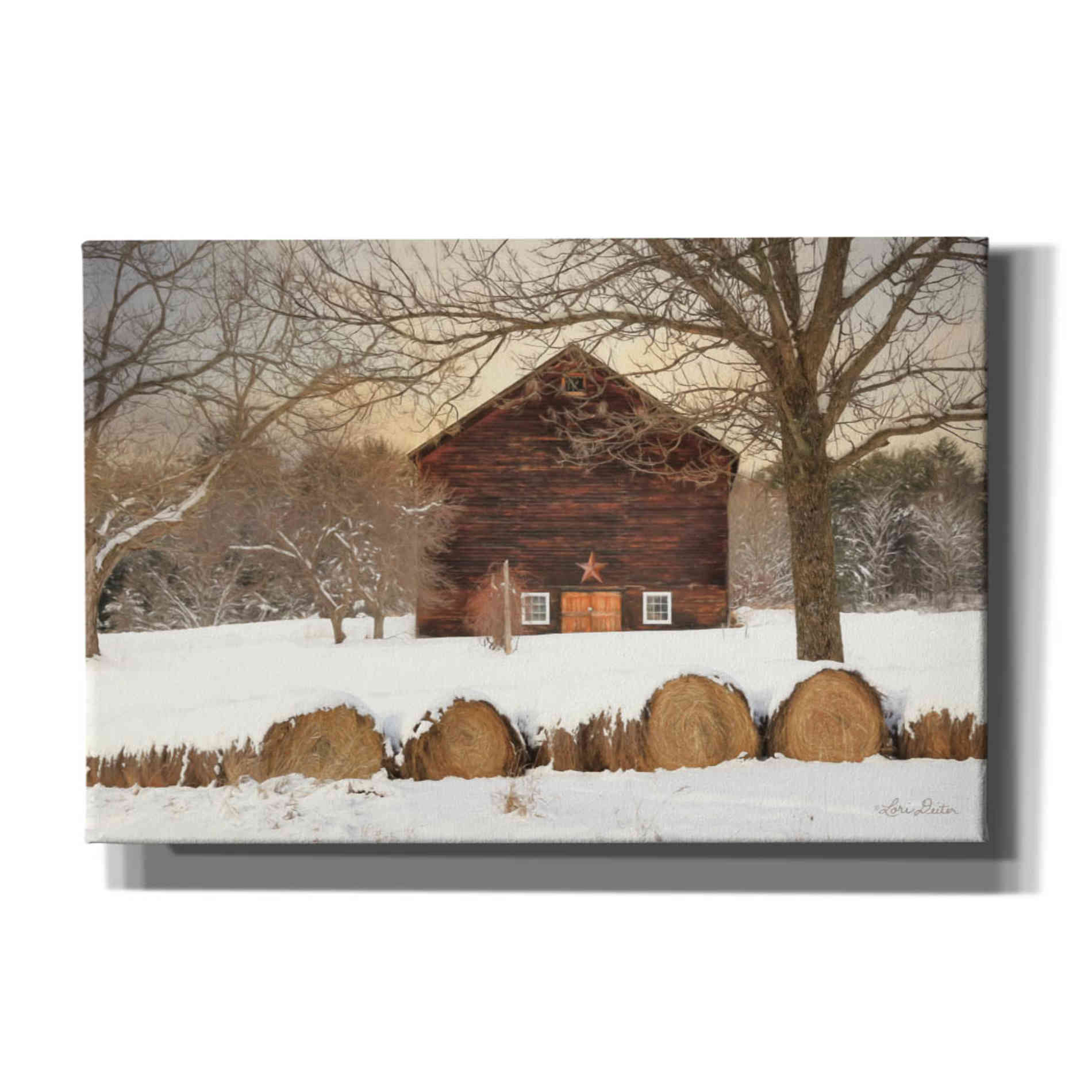 'Snowy Vermont Barn' by Lori Deiter, Canvas Wall Art