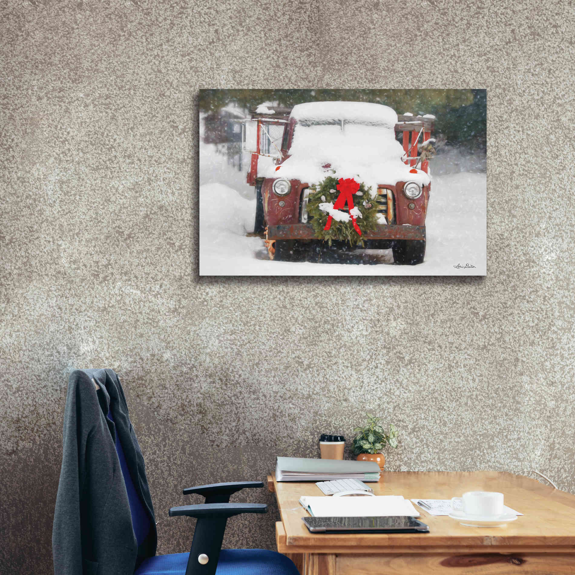 'Christmas Farm Truck' by Lori Deiter, Canvas Wall Art,40 x 26