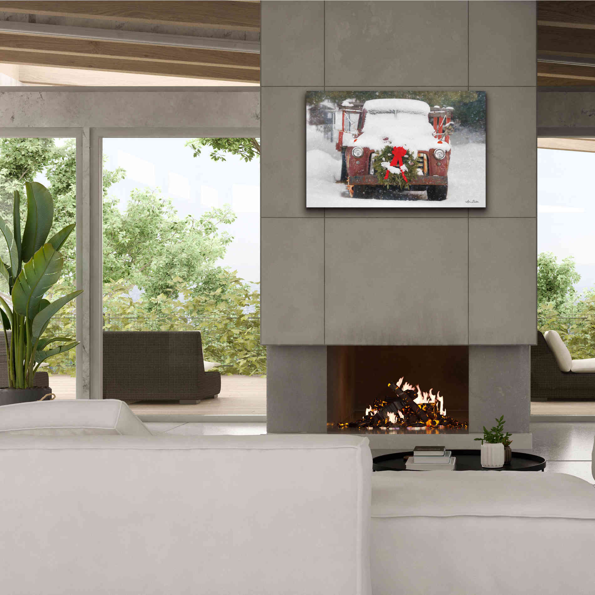 'Christmas Farm Truck' by Lori Deiter, Canvas Wall Art,40 x 26