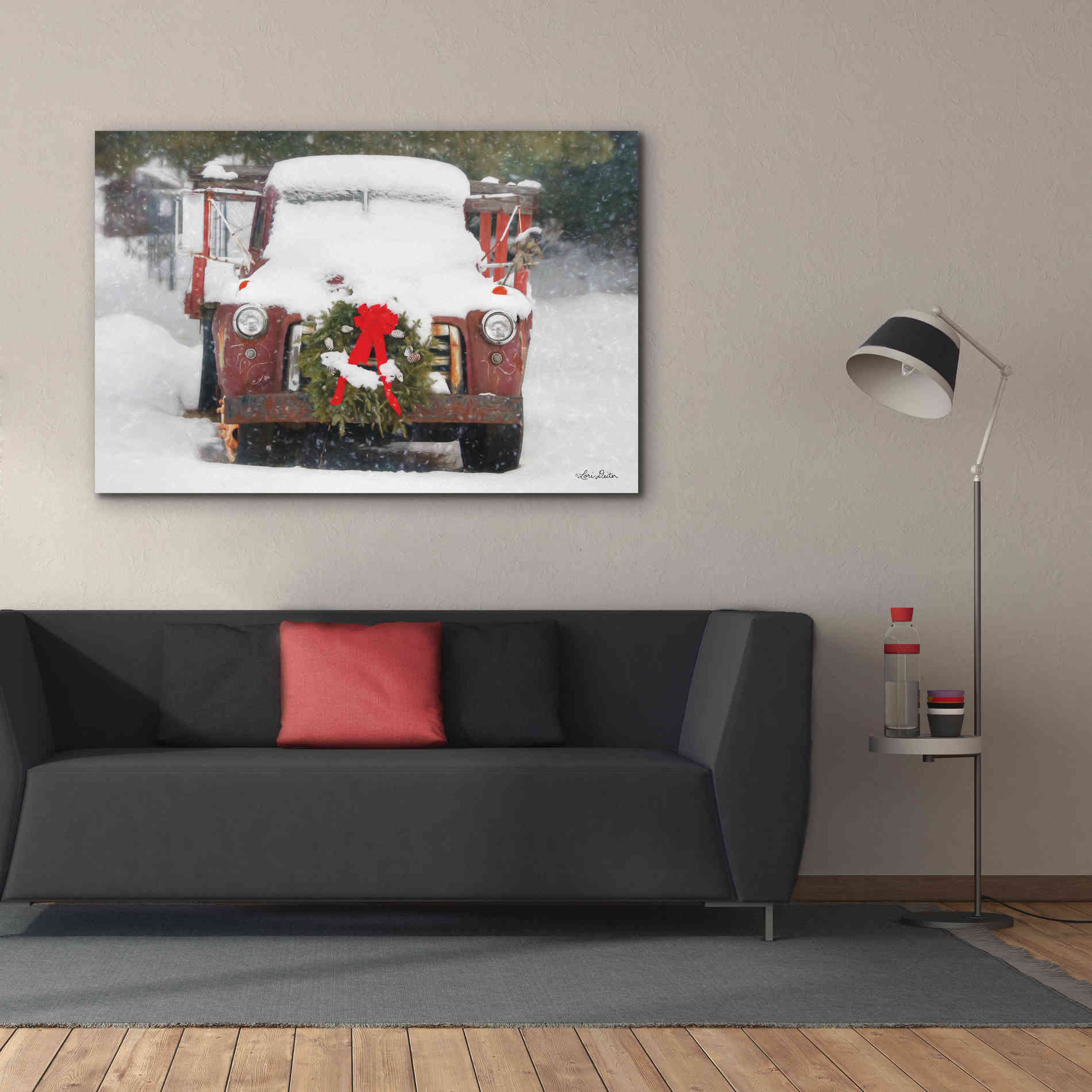 'Christmas Farm Truck' by Lori Deiter, Canvas Wall Art,60 x 40