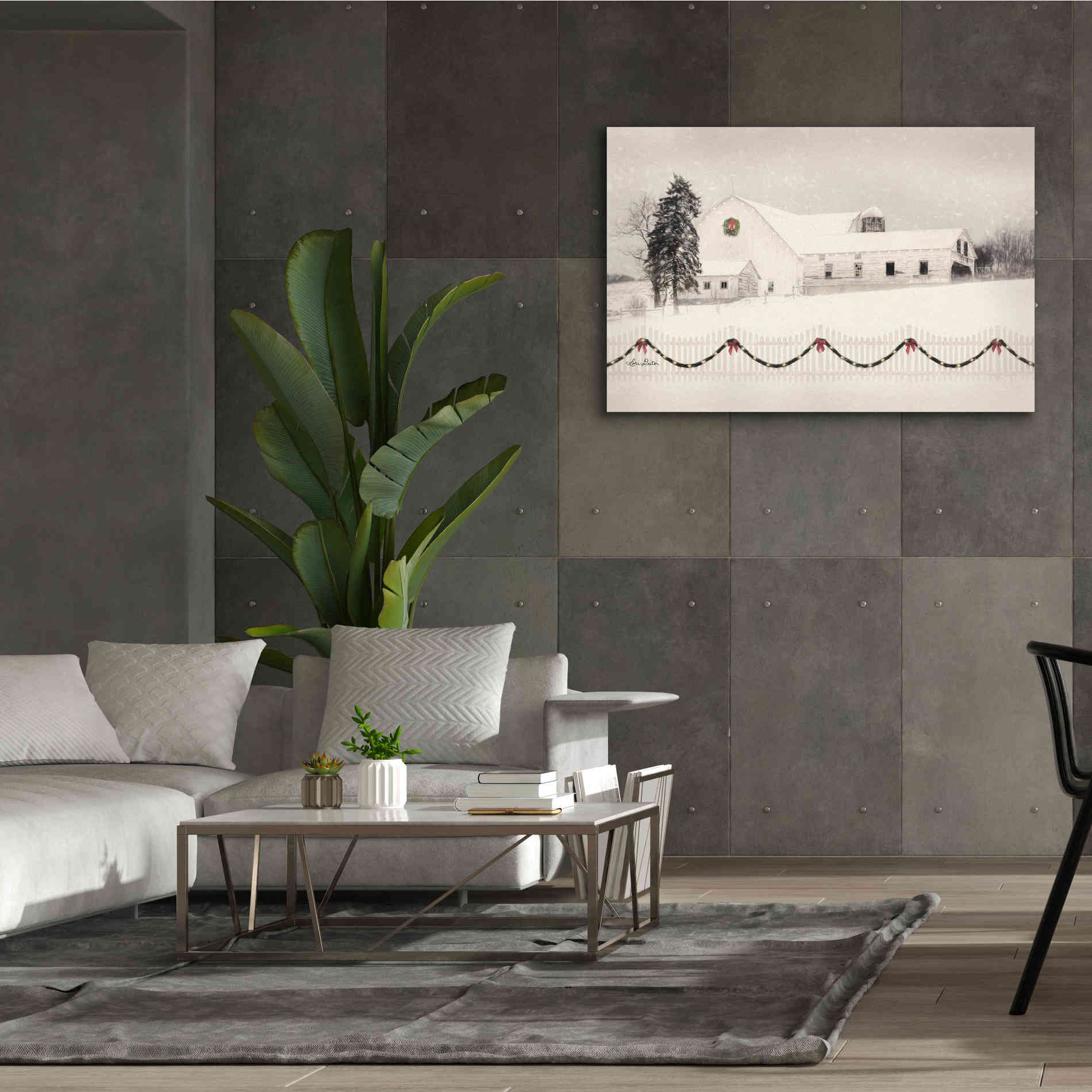 'Snowy Barn on a Hill' by Lori Deiter, Canvas Wall Art,60 x 40