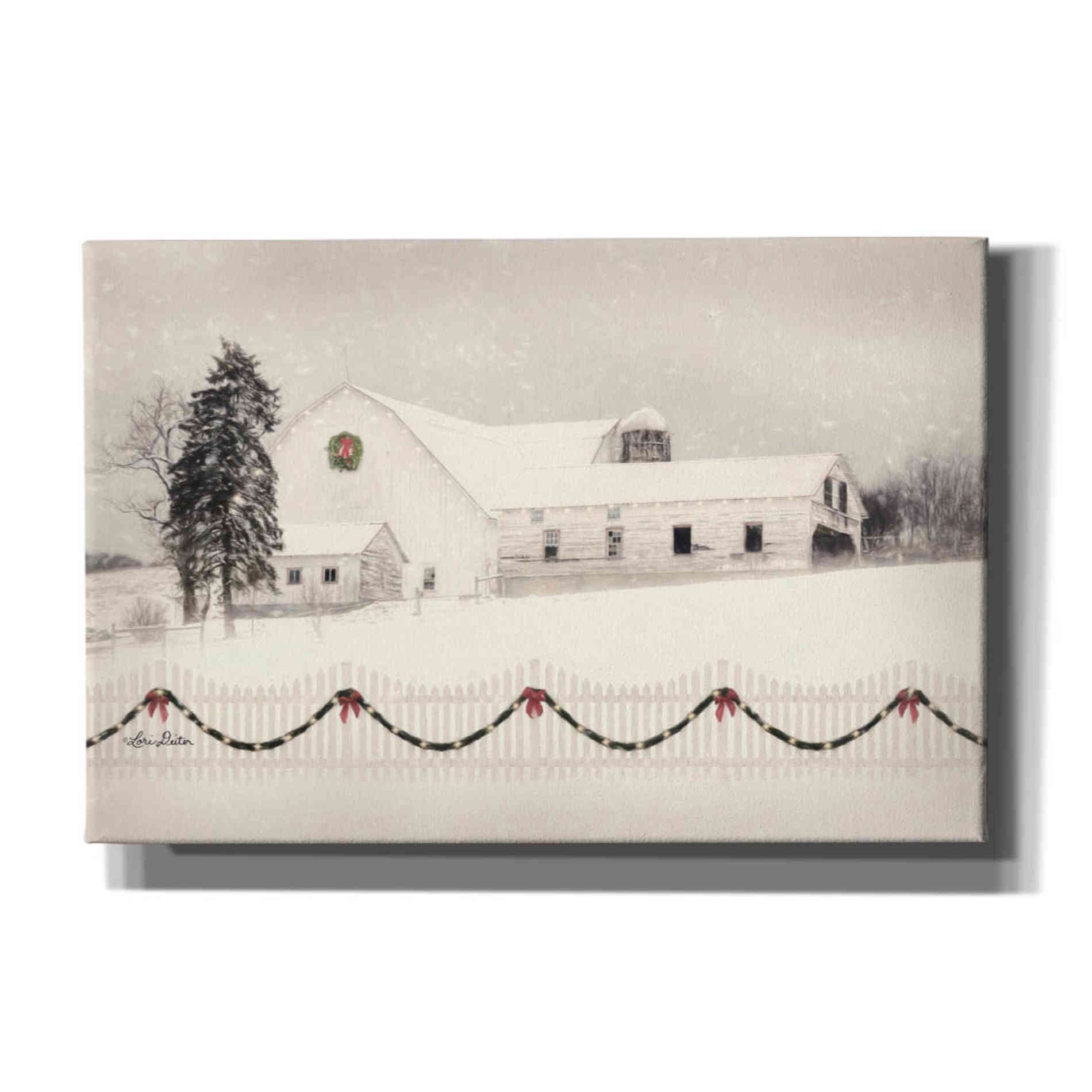 'Snowy Barn on a Hill' by Lori Deiter, Canvas Wall Art