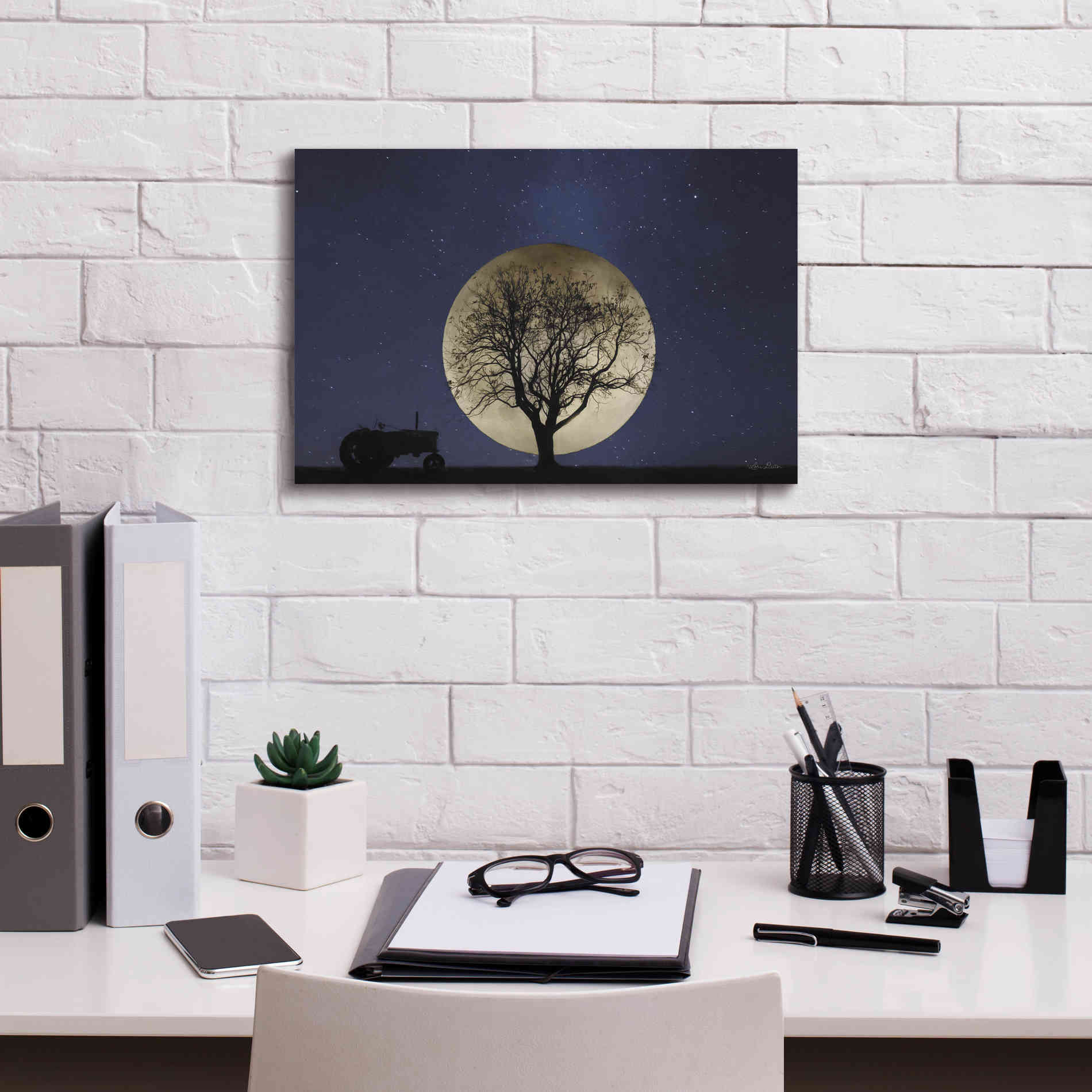 'Full Moon Country Night' by Lori Deiter, Canvas Wall Art,18 x 12