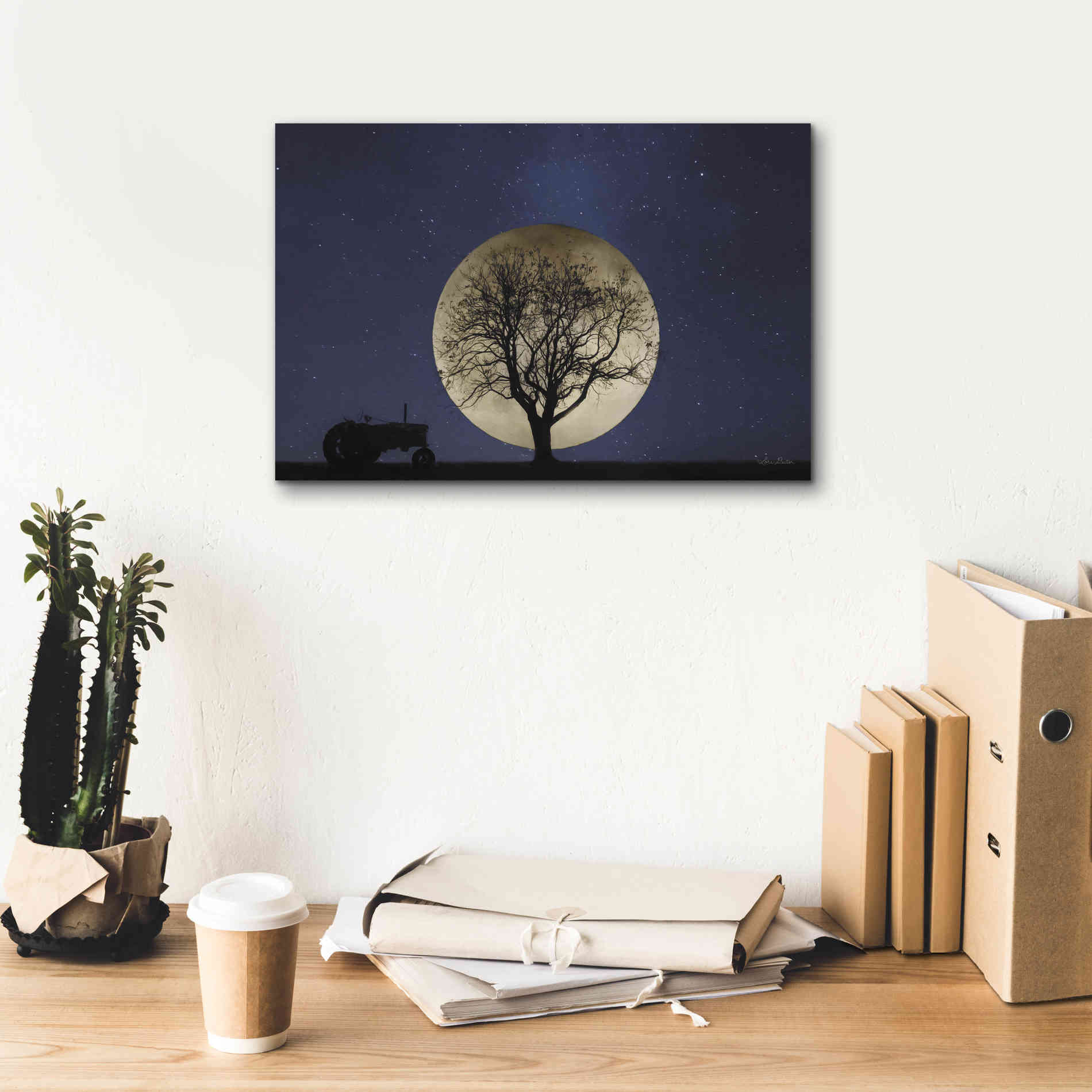 'Full Moon Country Night' by Lori Deiter, Canvas Wall Art,18 x 12