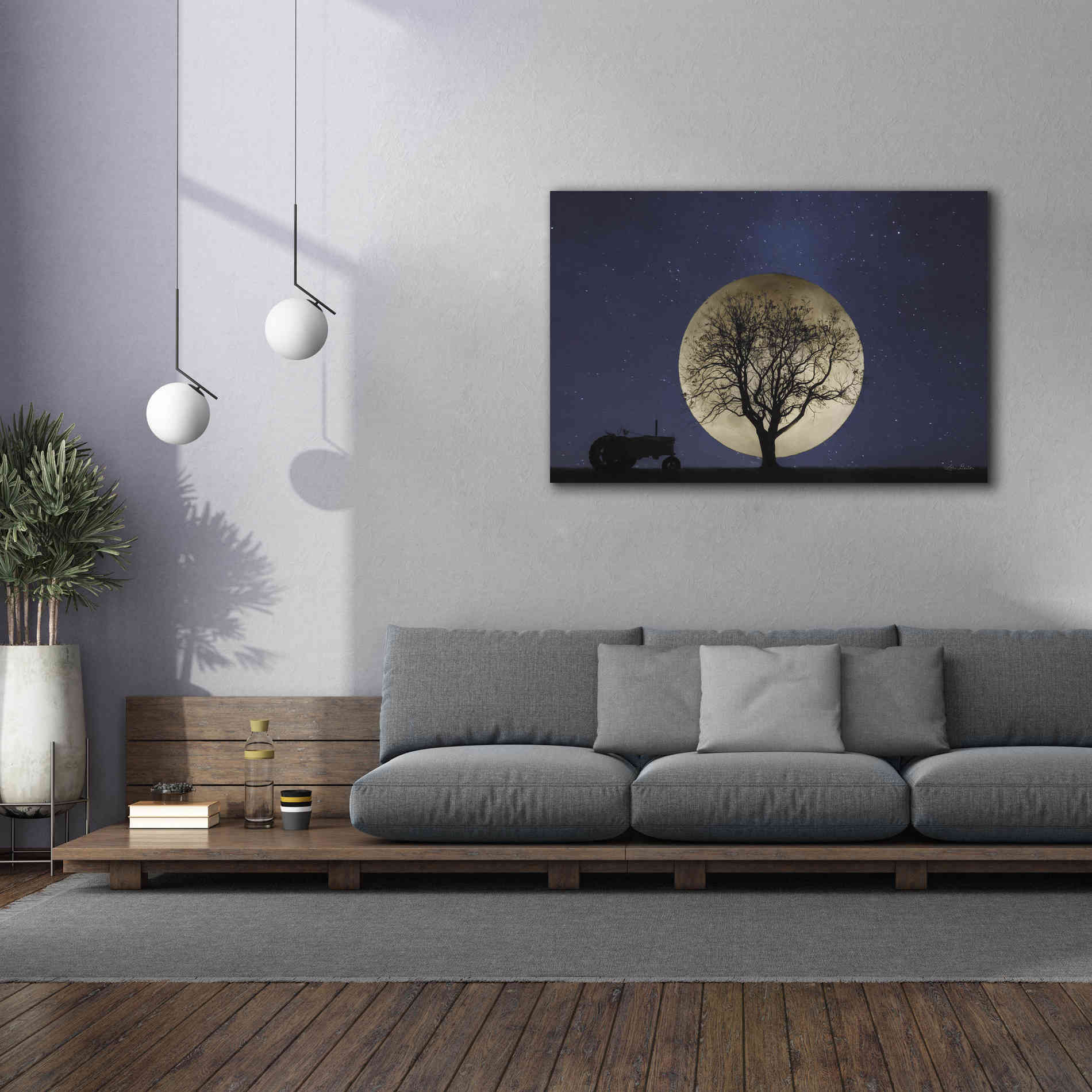 'Full Moon Country Night' by Lori Deiter, Canvas Wall Art,60 x 40