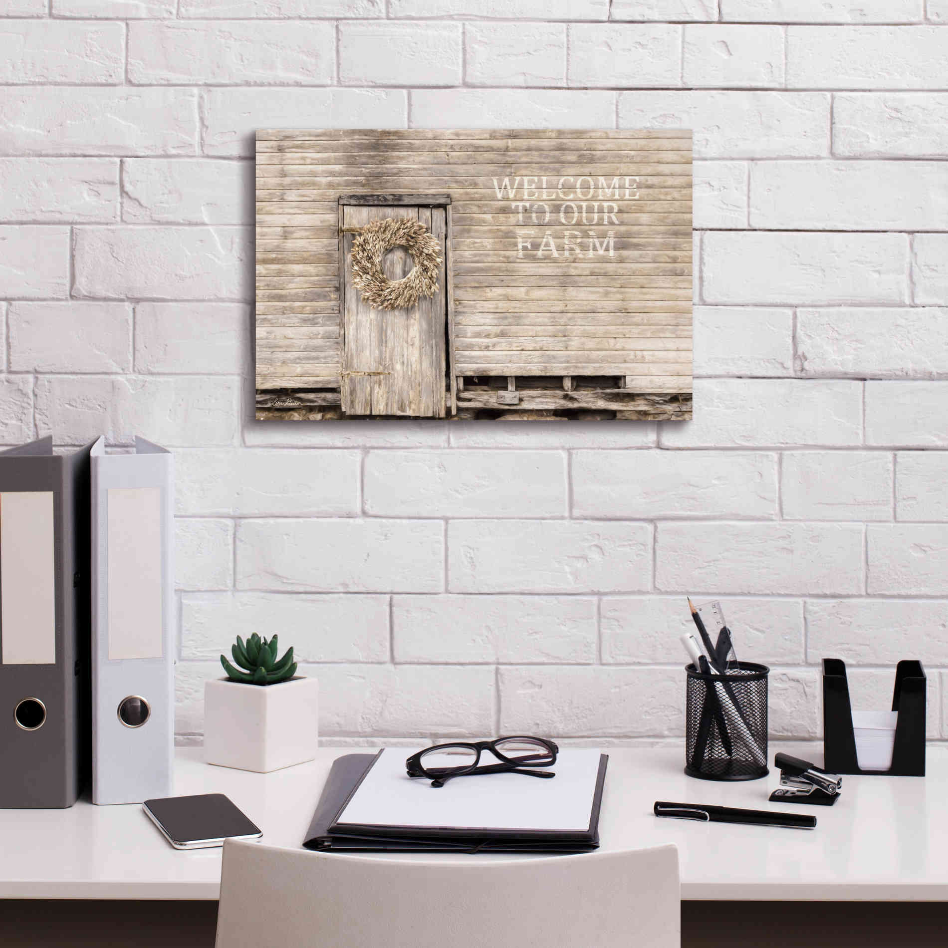 'Welcome to Our Farm' by Lori Deiter, Canvas Wall Art,18 x 12