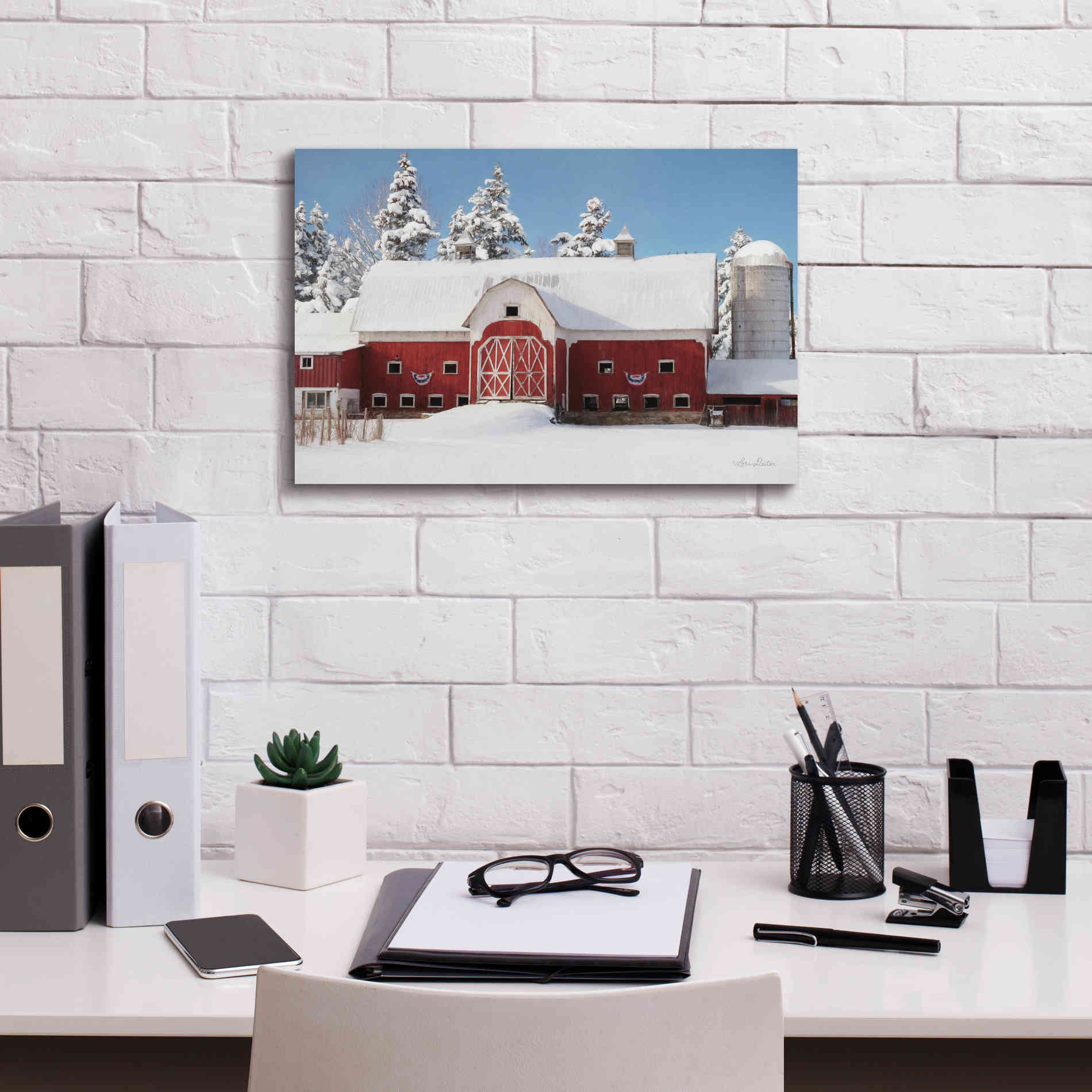 'Red, White and Cold' by Lori Deiter, Canvas Wall Art,18 x 12