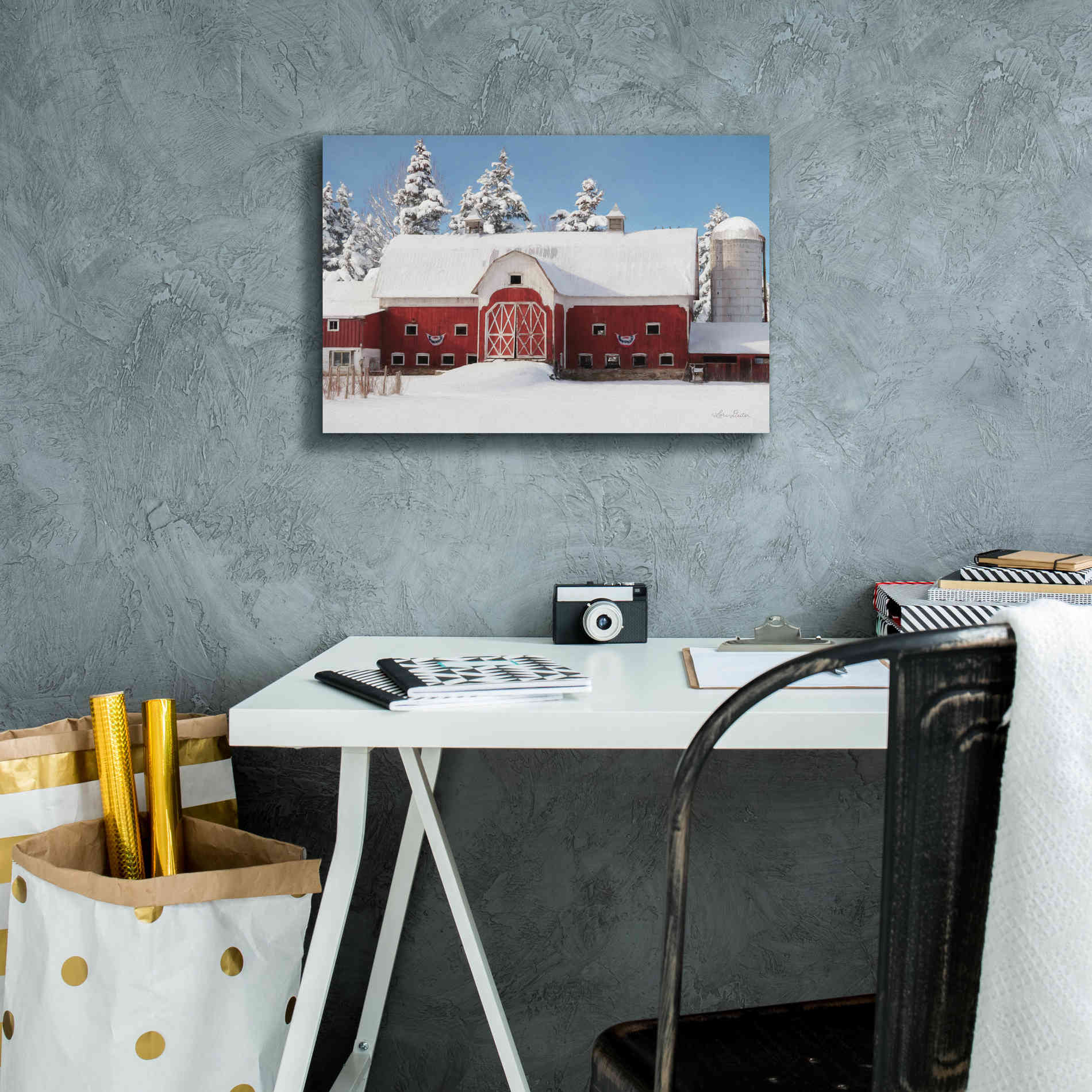 'Red, White and Cold' by Lori Deiter, Canvas Wall Art,18 x 12