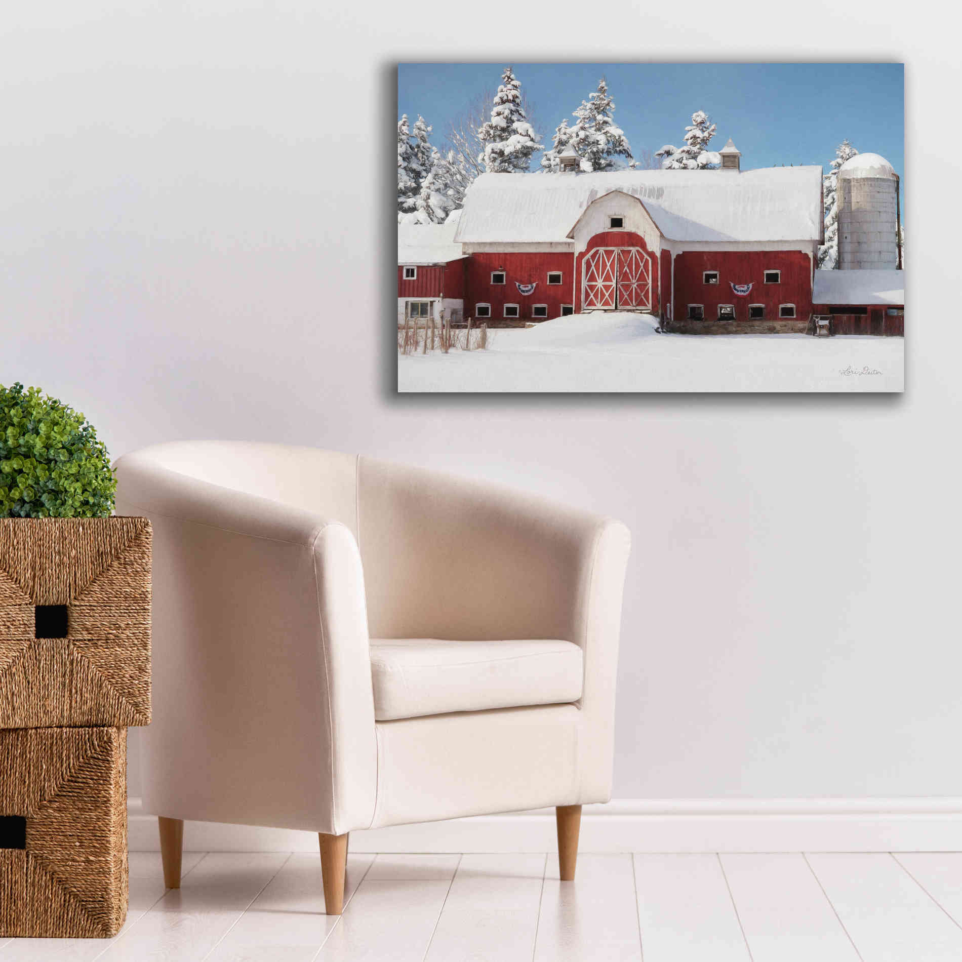 'Red, White and Cold' by Lori Deiter, Canvas Wall Art,40 x 26