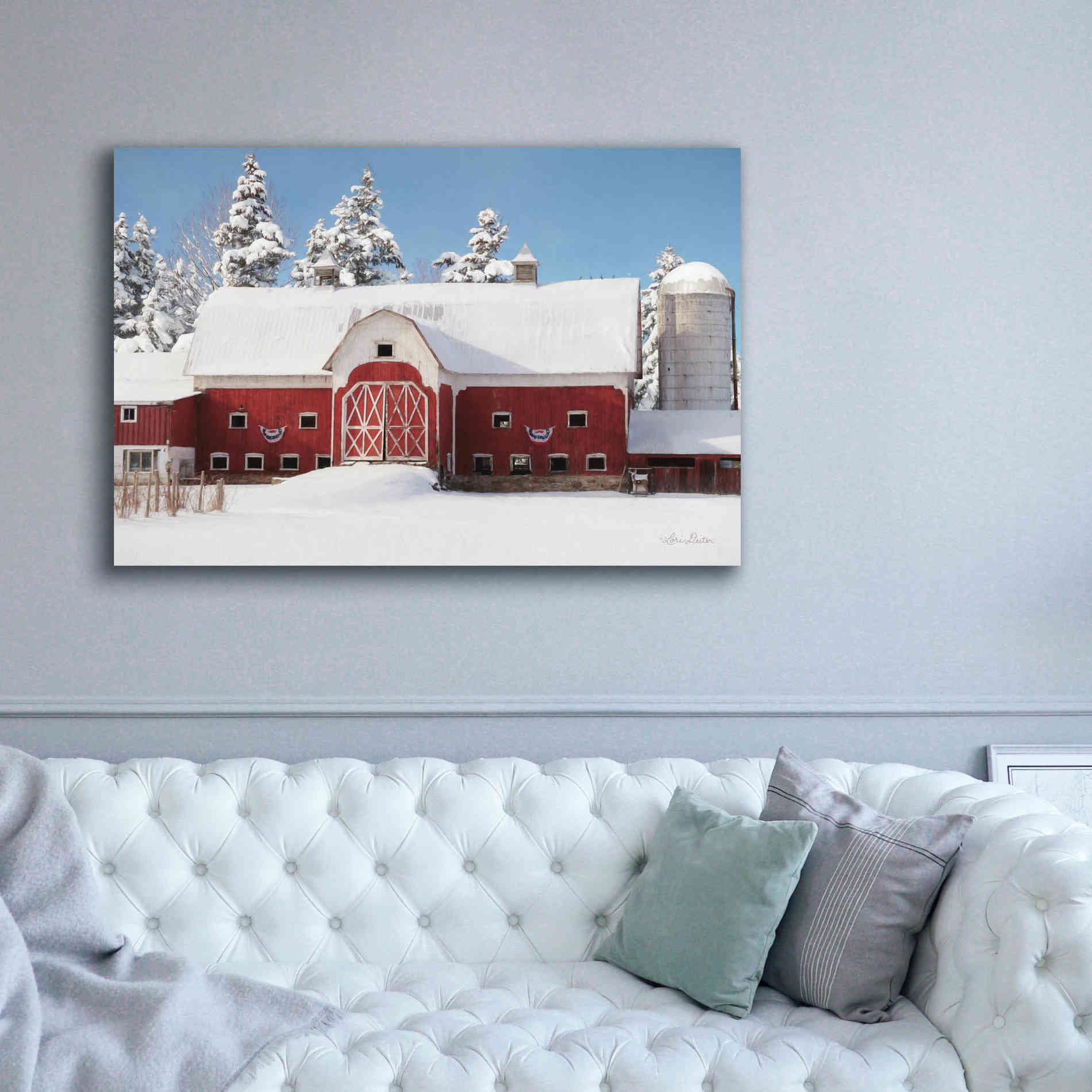 'Red, White and Cold' by Lori Deiter, Canvas Wall Art,60 x 40