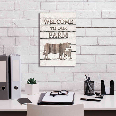 Image of 'Cow Welcome to Our Farm' by Lori Deiter, Canvas Wall Art,12 x 18