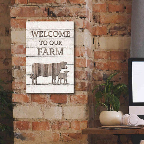 Image of 'Cow Welcome to Our Farm' by Lori Deiter, Canvas Wall Art,12 x 18