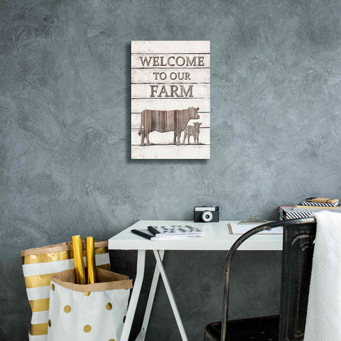 Image of 'Cow Welcome to Our Farm' by Lori Deiter, Canvas Wall Art,12 x 18