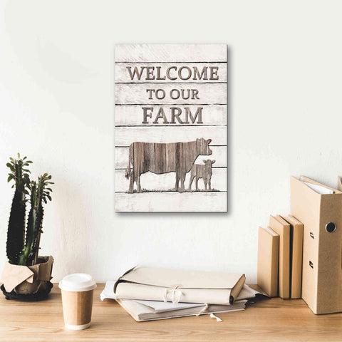 Image of 'Cow Welcome to Our Farm' by Lori Deiter, Canvas Wall Art,12 x 18