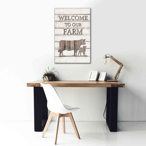 Image of 'Cow Welcome to Our Farm' by Lori Deiter, Canvas Wall Art,26 x 40