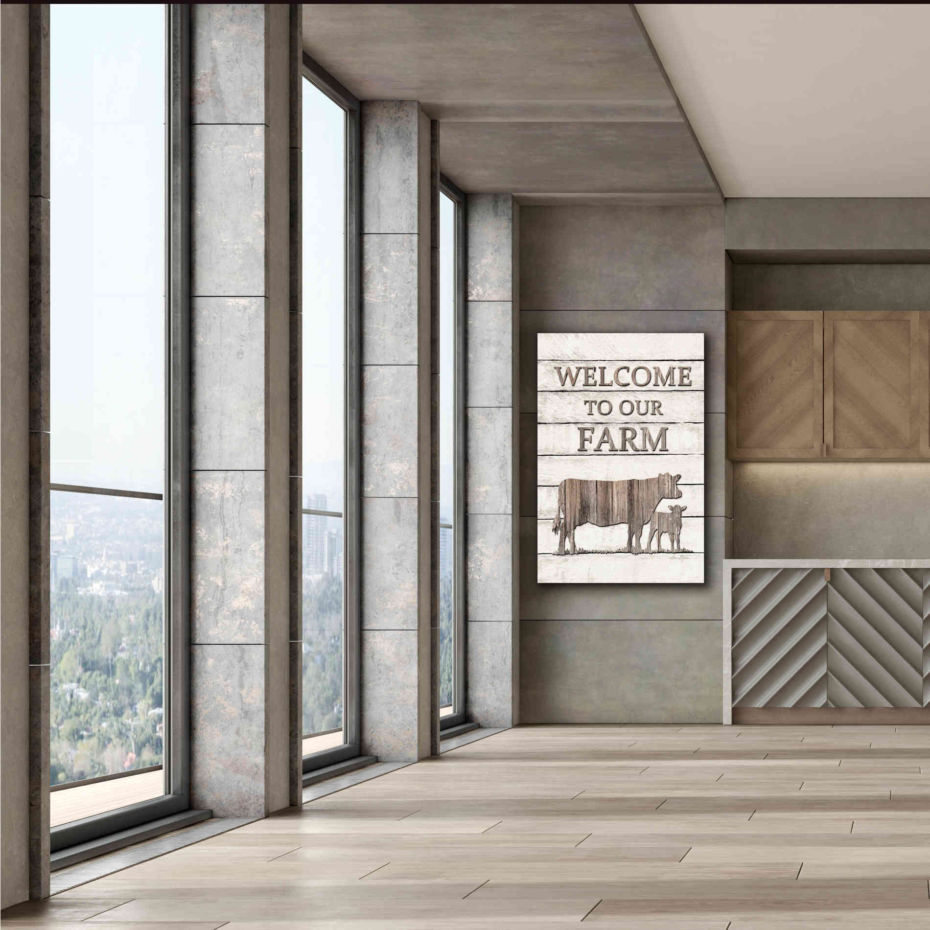 'Cow Welcome to Our Farm' by Lori Deiter, Canvas Wall Art,40 x 60