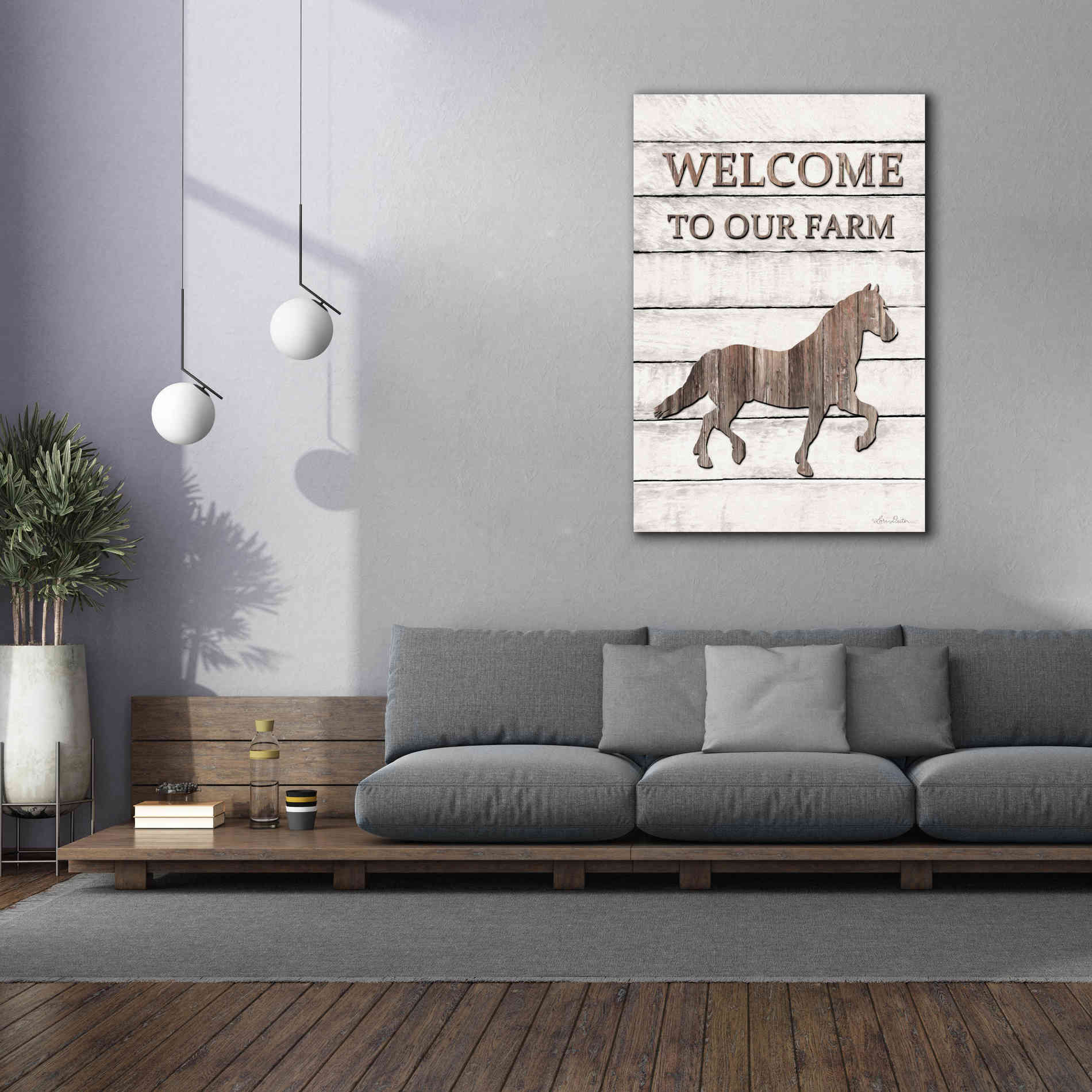 'Horse Welcome to Our Farm' by Lori Deiter, Canvas Wall Art,40 x 60