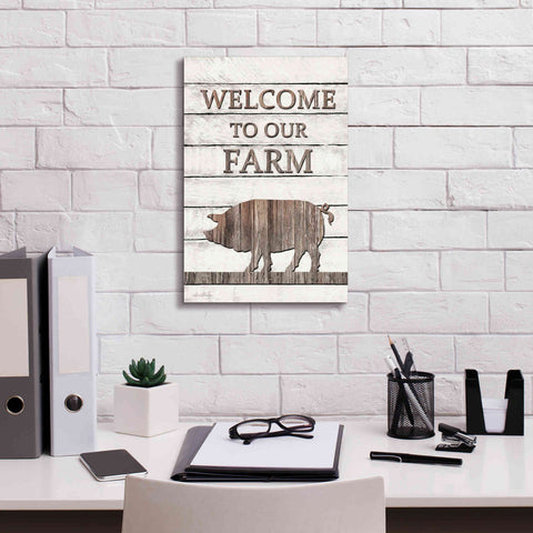 Image of 'Pig Welcome to Our Farm' by Lori Deiter, Canvas Wall Art,12 x 18