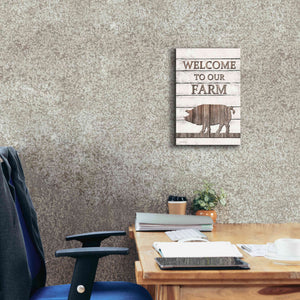 'Pig Welcome to Our Farm' by Lori Deiter, Canvas Wall Art,12 x 18