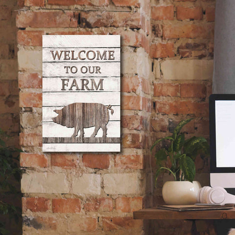 Image of 'Pig Welcome to Our Farm' by Lori Deiter, Canvas Wall Art,12 x 18