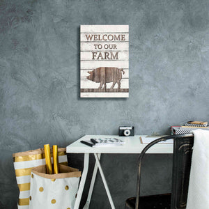 'Pig Welcome to Our Farm' by Lori Deiter, Canvas Wall Art,12 x 18