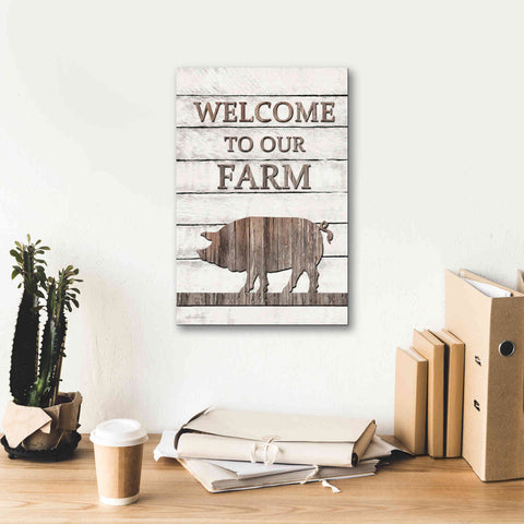 Image of 'Pig Welcome to Our Farm' by Lori Deiter, Canvas Wall Art,12 x 18