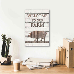 'Pig Welcome to Our Farm' by Lori Deiter, Canvas Wall Art,12 x 18