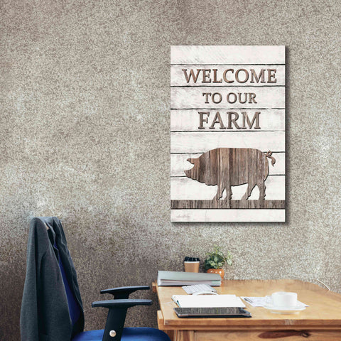 Image of 'Pig Welcome to Our Farm' by Lori Deiter, Canvas Wall Art,26 x 40