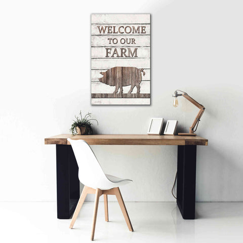 Image of 'Pig Welcome to Our Farm' by Lori Deiter, Canvas Wall Art,26 x 40