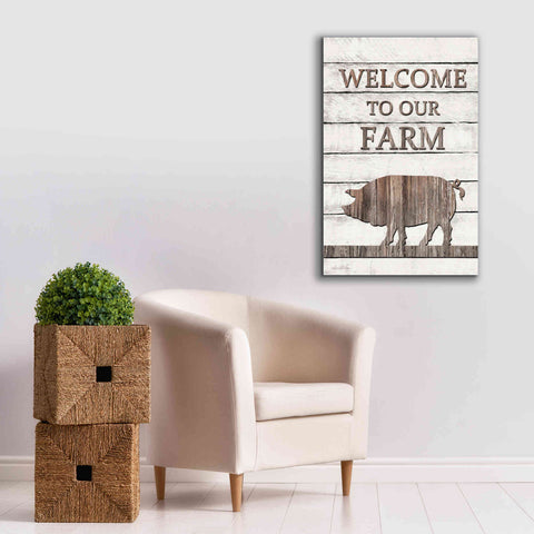 Image of 'Pig Welcome to Our Farm' by Lori Deiter, Canvas Wall Art,26 x 40