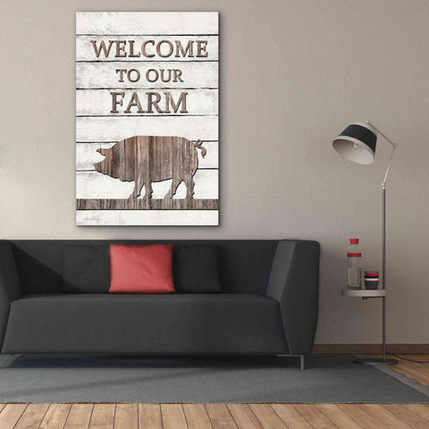 Image of 'Pig Welcome to Our Farm' by Lori Deiter, Canvas Wall Art,40 x 60