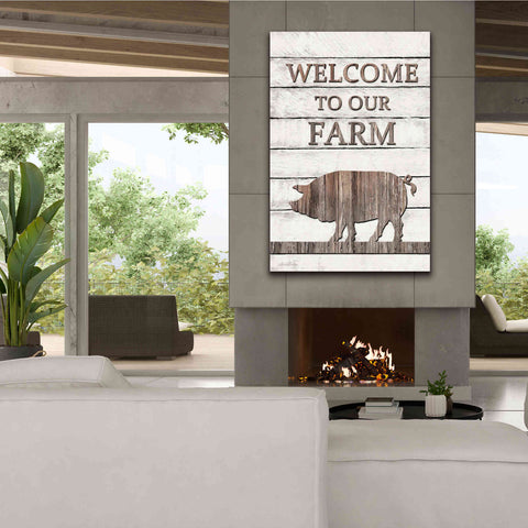 Image of 'Pig Welcome to Our Farm' by Lori Deiter, Canvas Wall Art,40 x 60