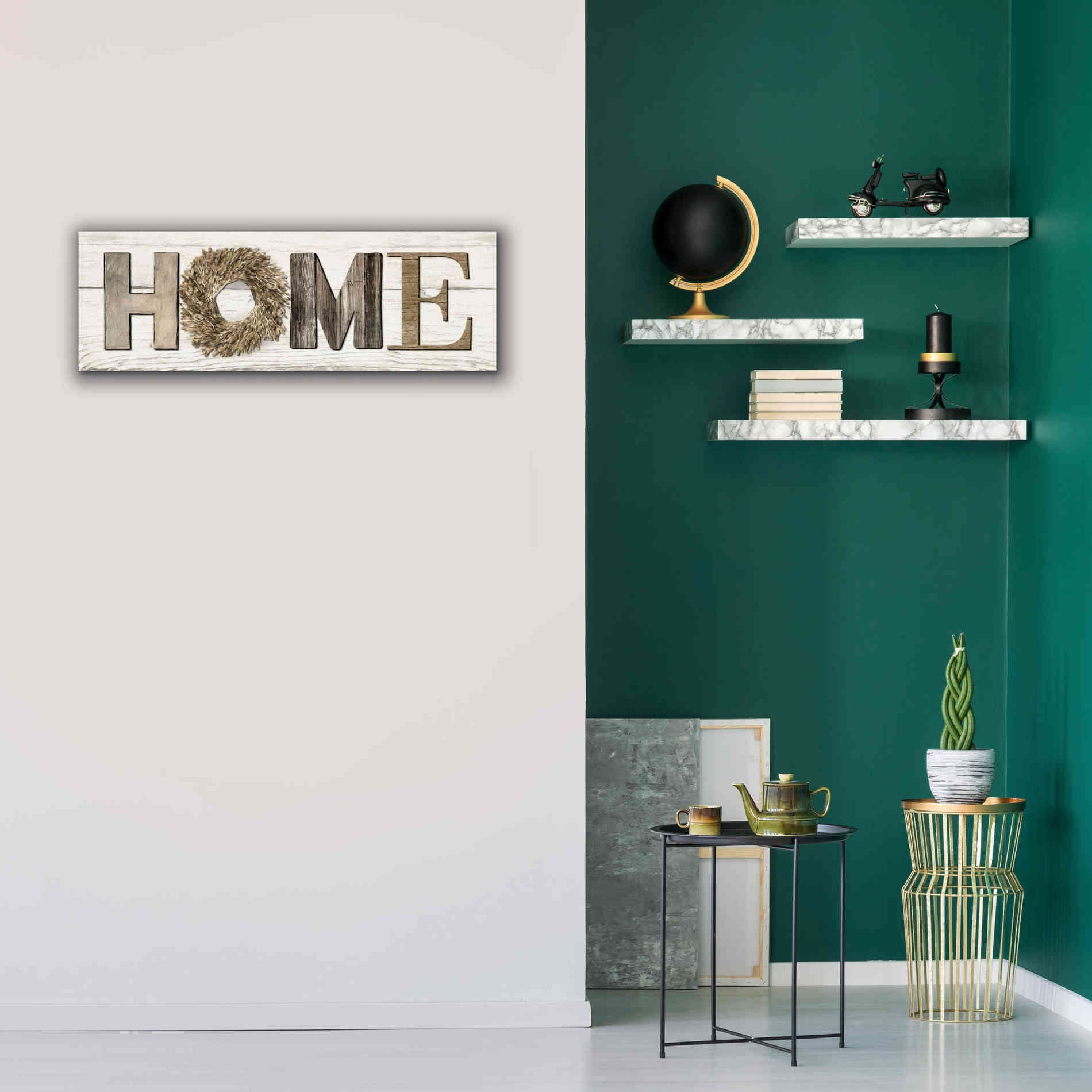 'Home in Beige' by Lori Deiter, Canvas Wall Art,36 x 12