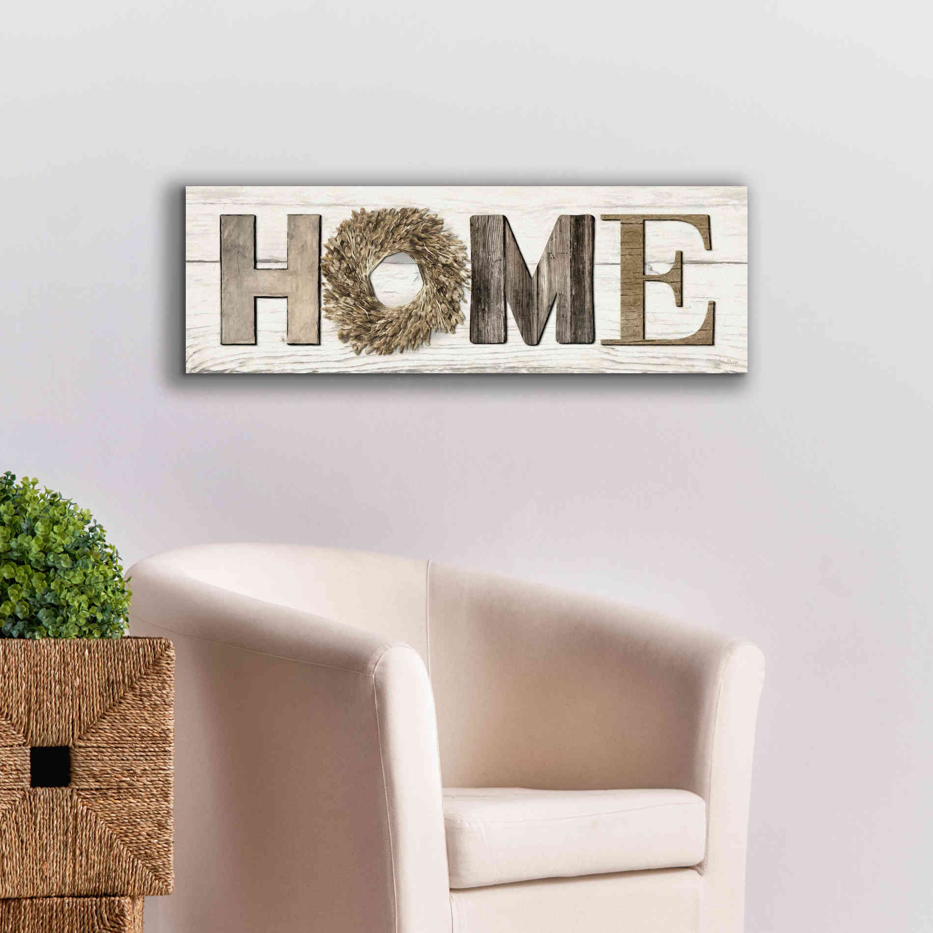 'Home in Beige' by Lori Deiter, Canvas Wall Art,36 x 12