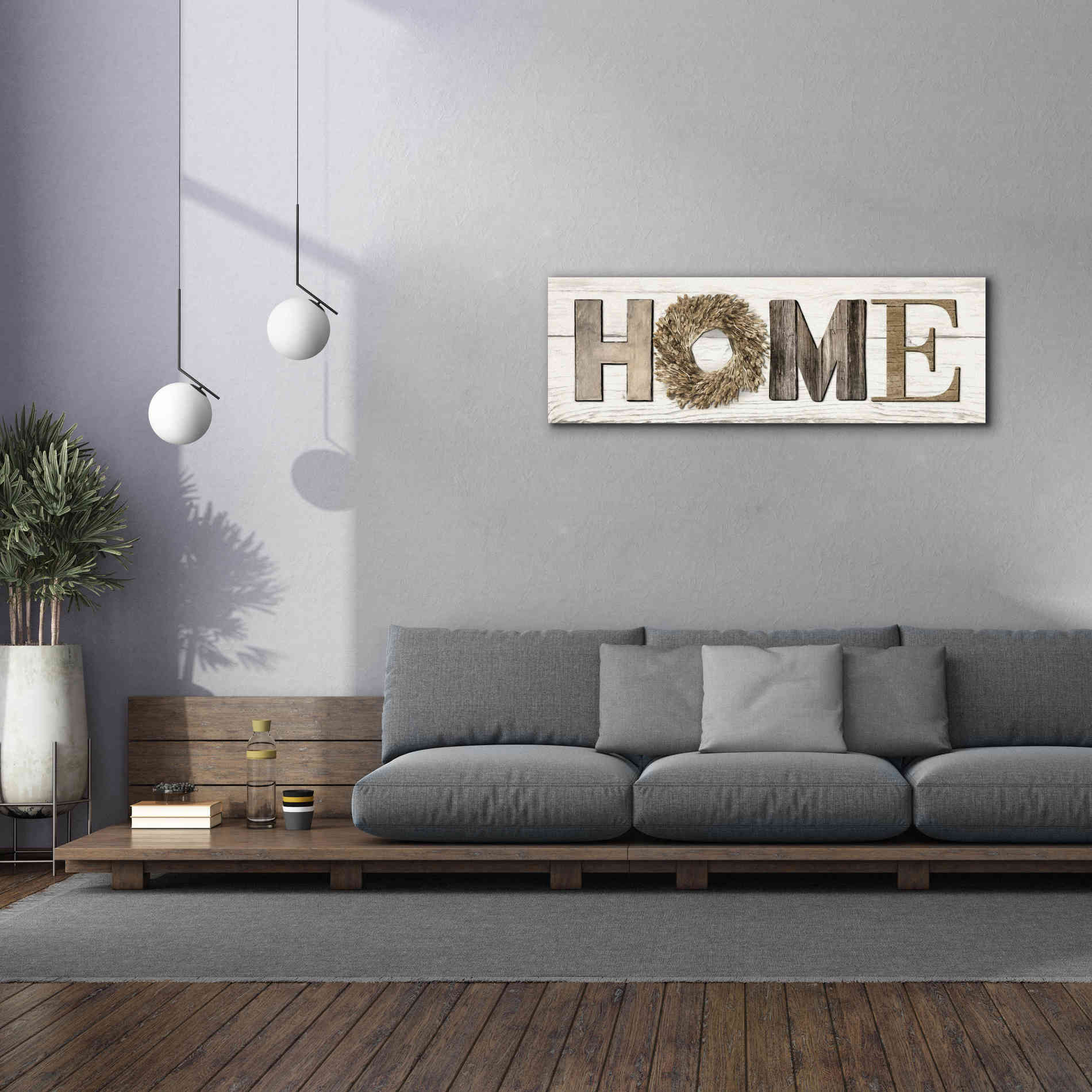'Home in Beige' by Lori Deiter, Canvas Wall Art,60 x 20