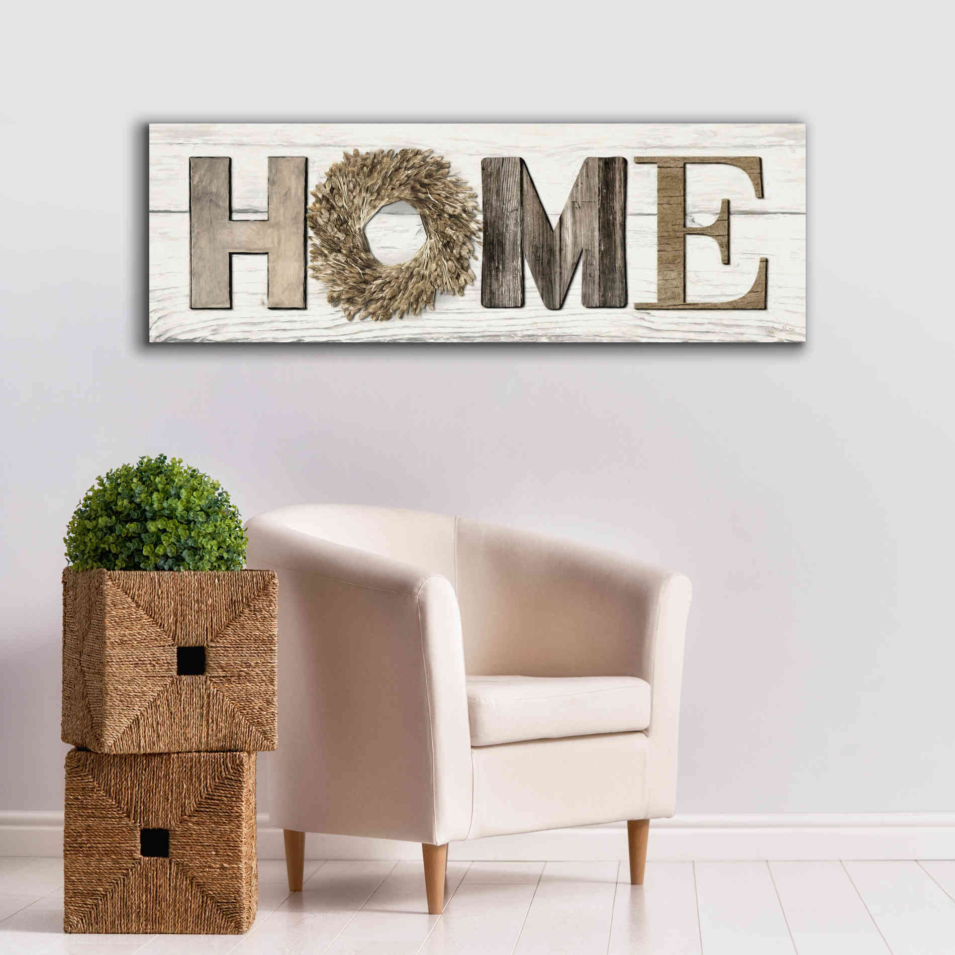 'Home in Beige' by Lori Deiter, Canvas Wall Art,60 x 20