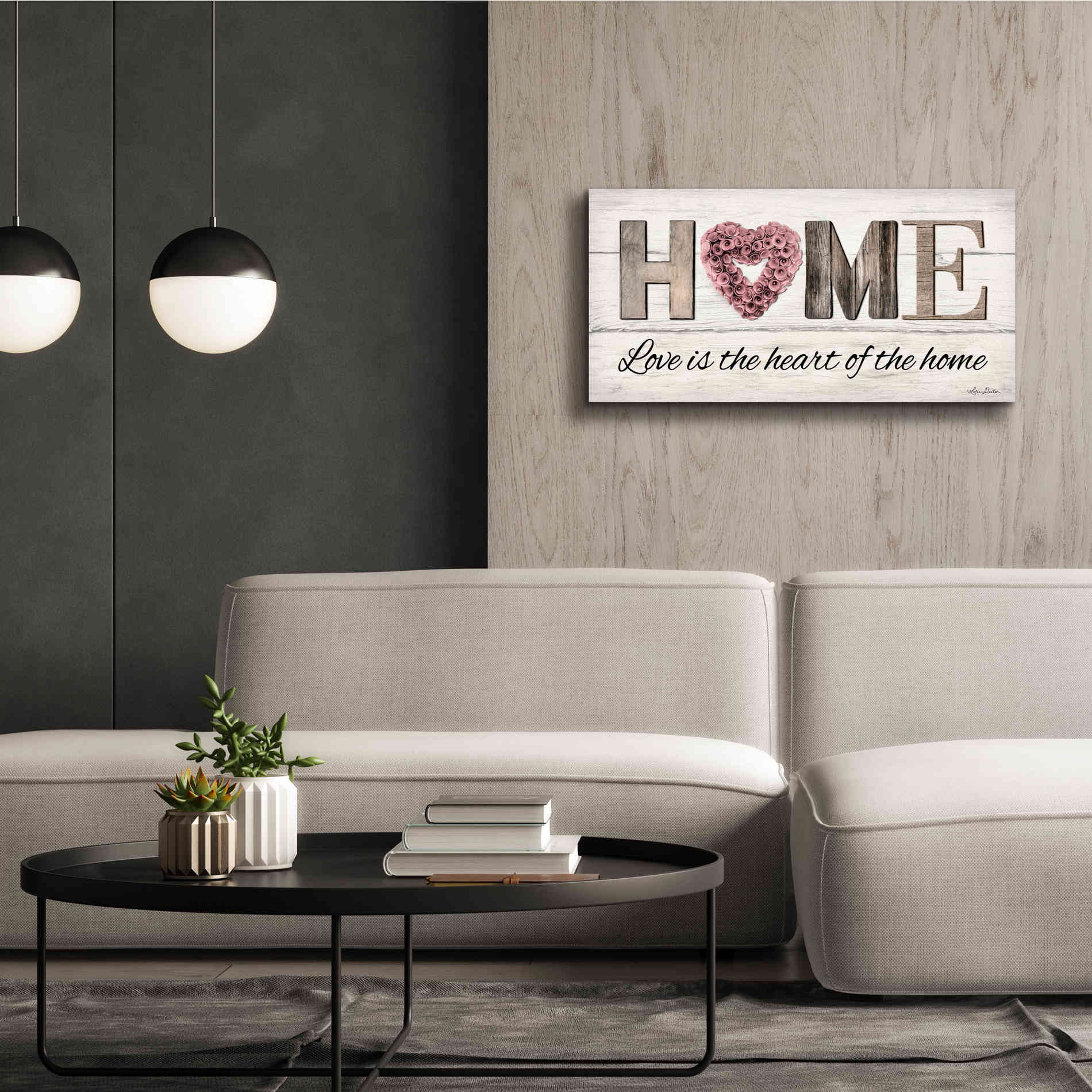 'Love is the Heart of the Home' by Lori Deiter, Canvas Wall Art,40 x 20