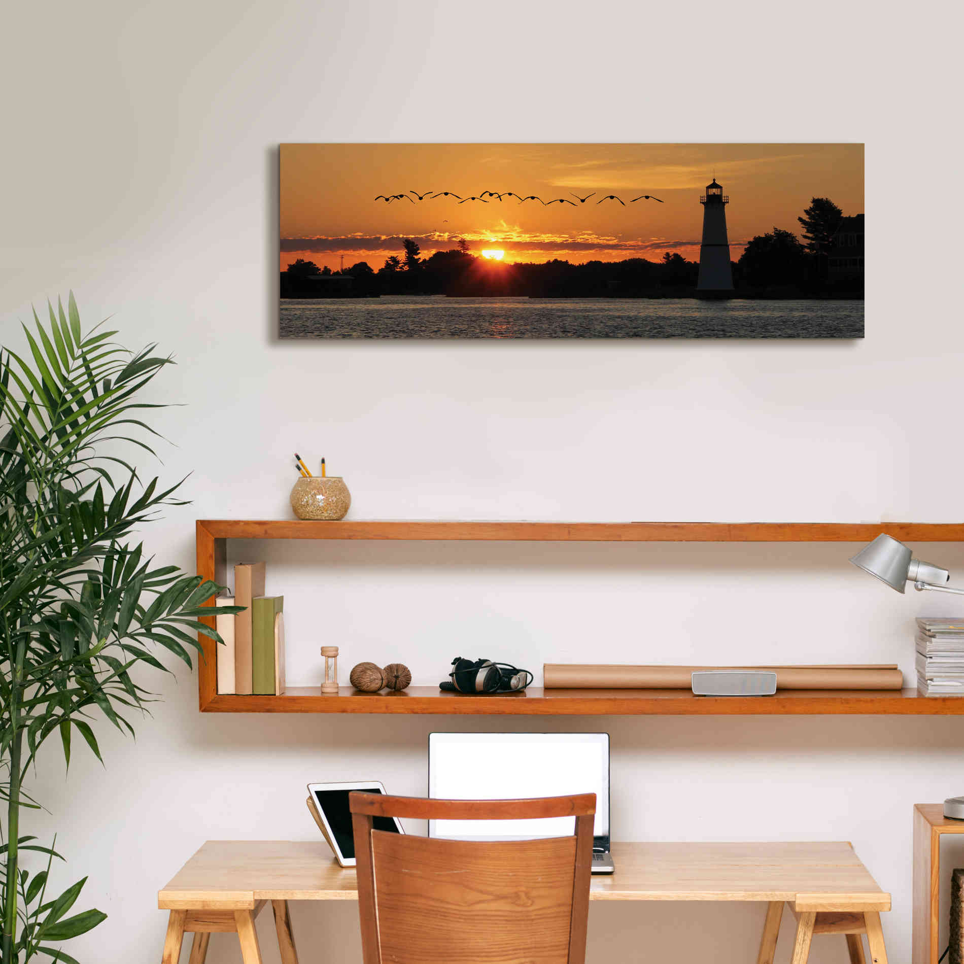 'Sunset Flight' by Lori Deiter, Canvas Wall Art,36 x 12
