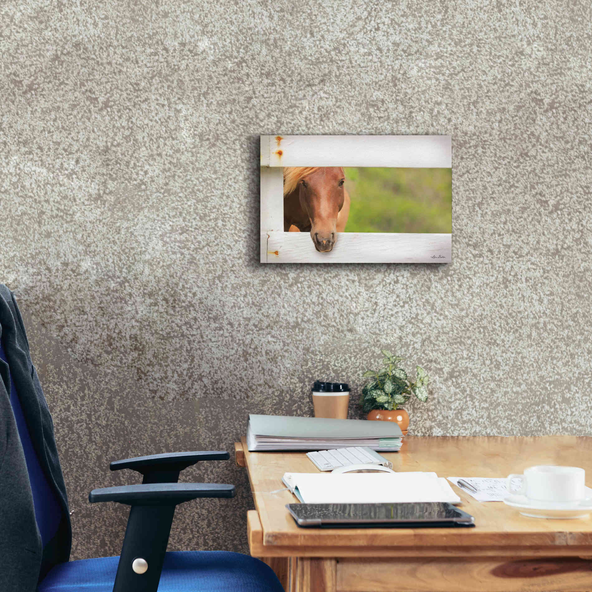 'Horse at Fence' by Lori Deiter, Canvas Wall Art,18 x 12