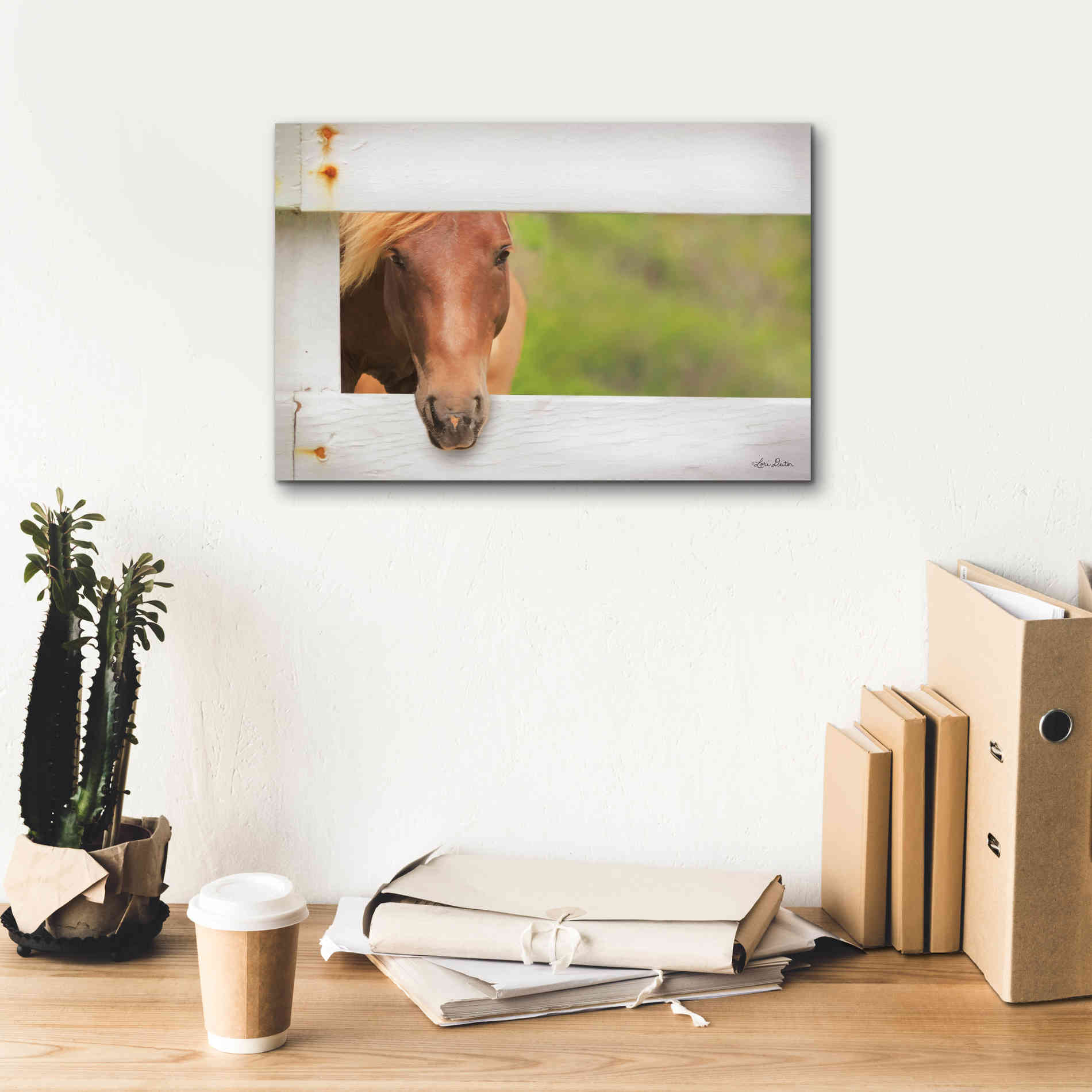 'Horse at Fence' by Lori Deiter, Canvas Wall Art,18 x 12