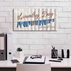 'Laundry Day Loads of Fun' by Lori Deiter, Canvas Wall Art,24 x 12
