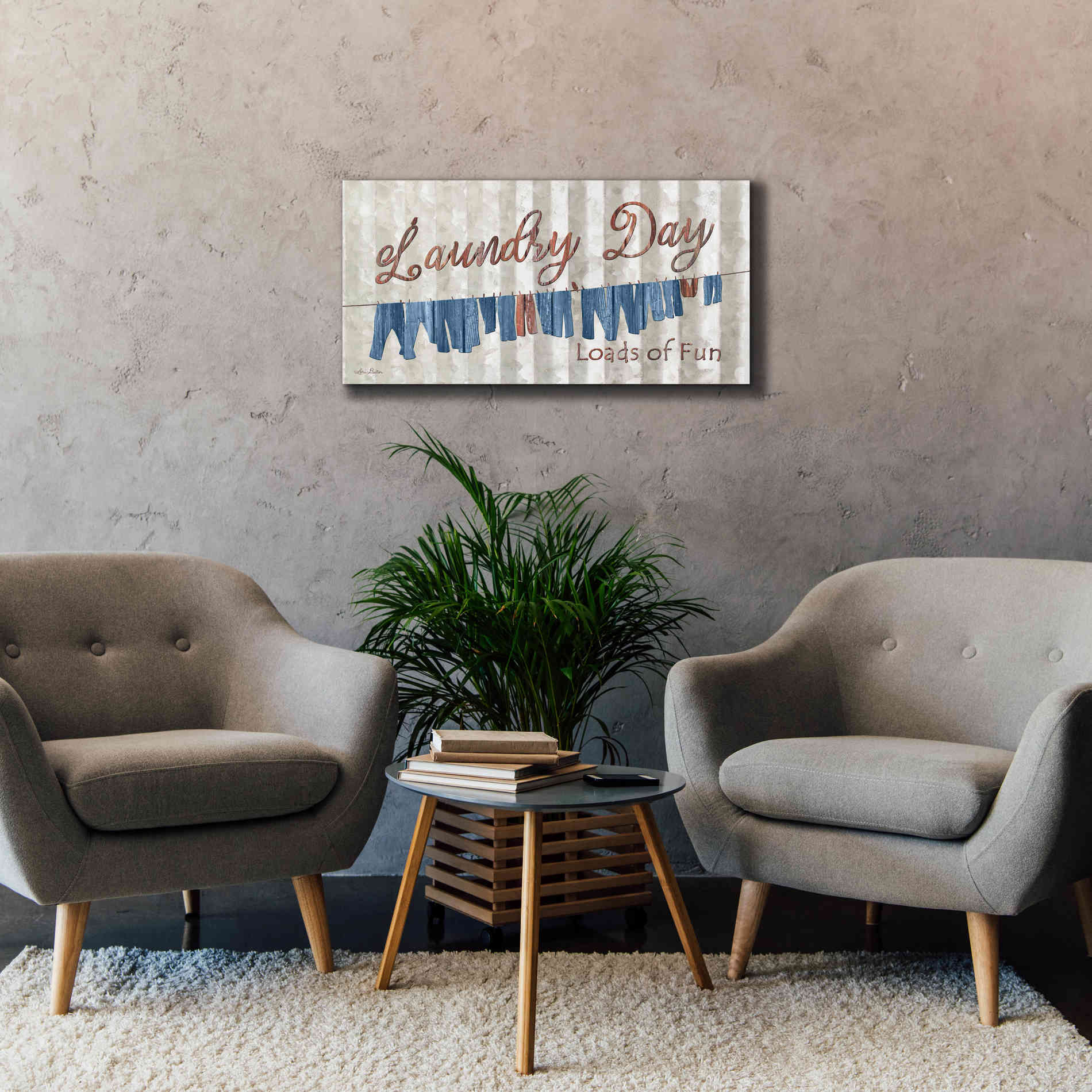 'Laundry Day Loads of Fun' by Lori Deiter, Canvas Wall Art,40 x 20