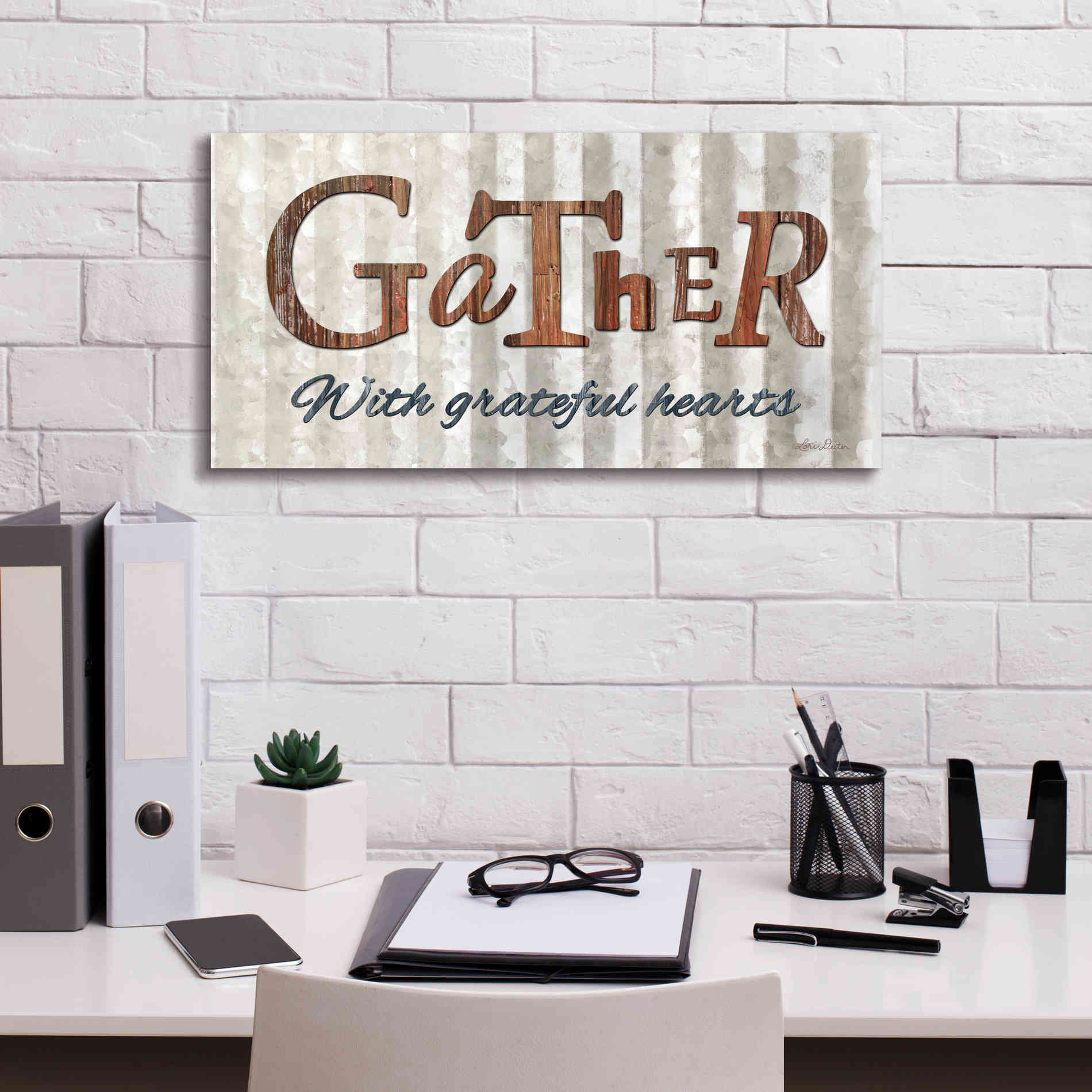 'Gather with Graceful Hearts' by Lori Deiter, Canvas Wall Art,24 x 12