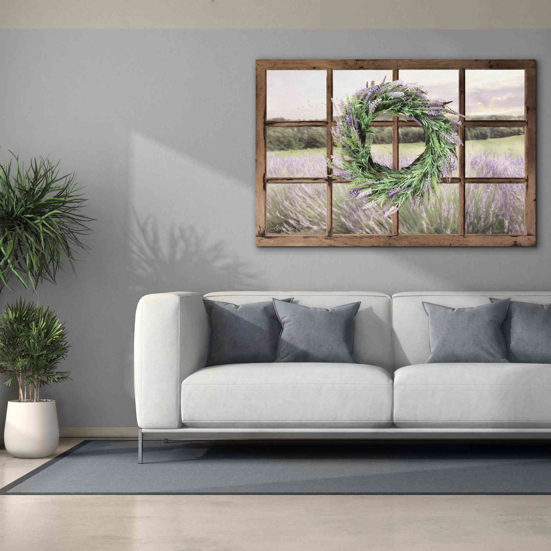 'Lavender Fields Window' by Lori Deiter, Canvas Wall Art,60 x 40