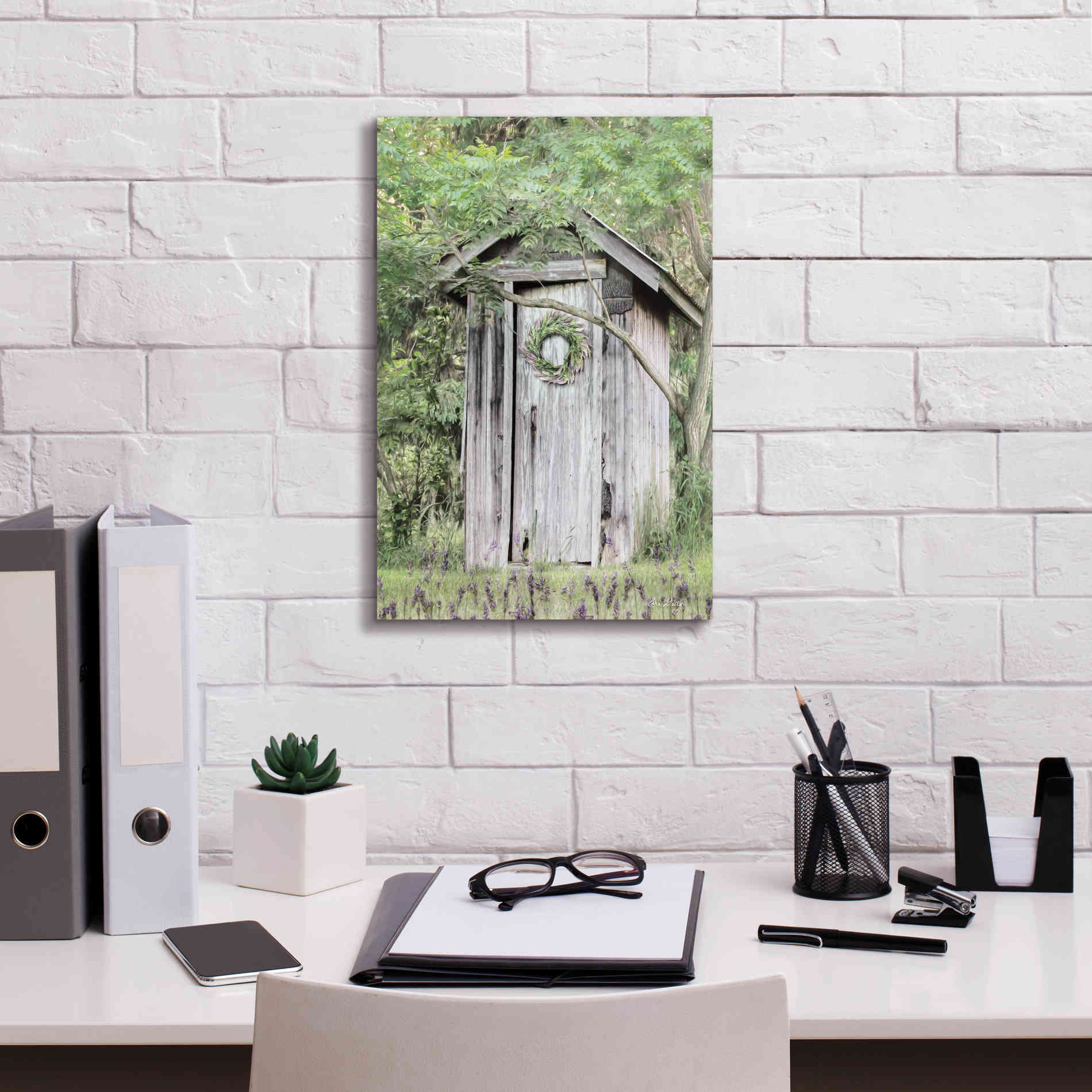 'Lavender Outhouse' by Lori Deiter, Canvas Wall Art,12 x 18