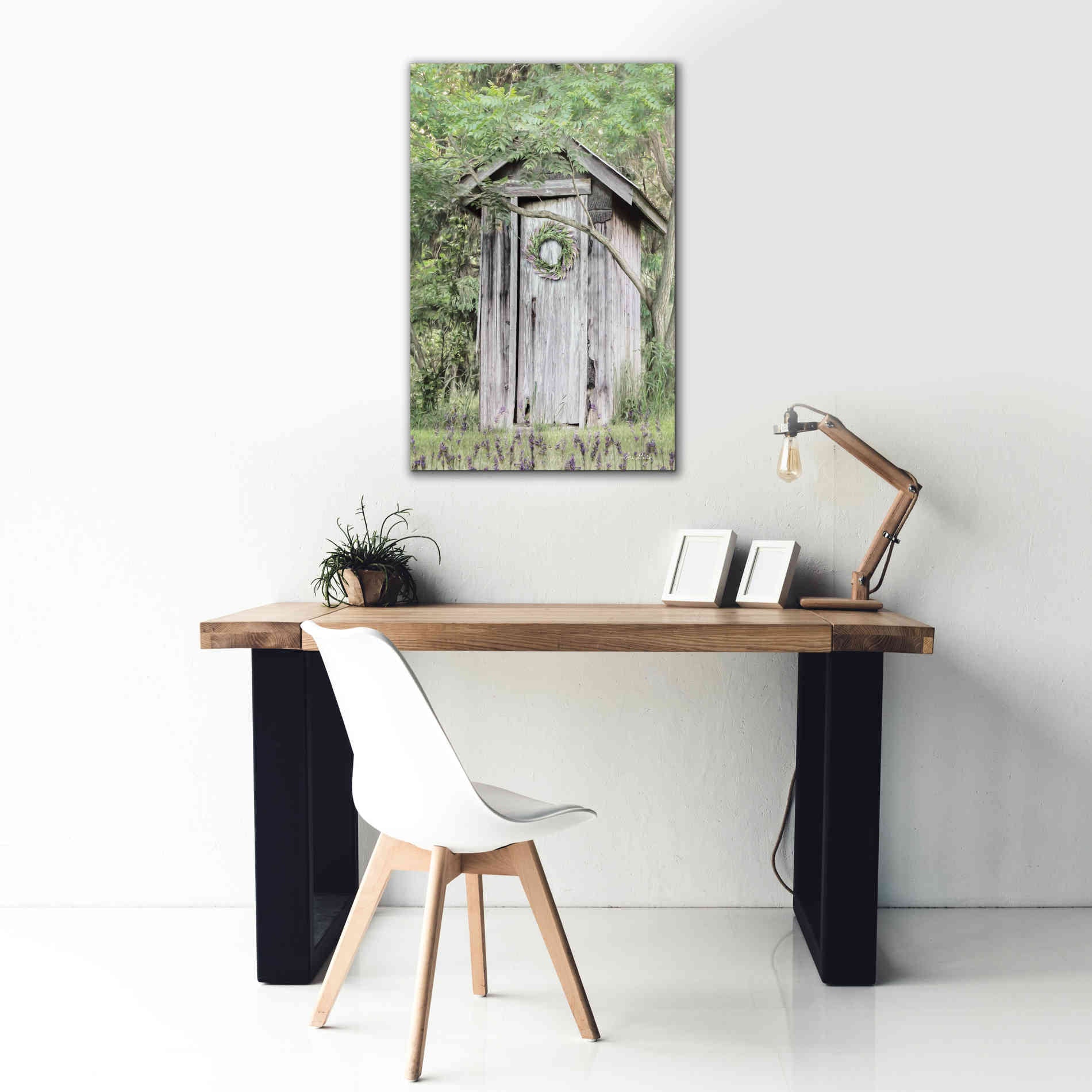 'Lavender Outhouse' by Lori Deiter, Canvas Wall Art,26 x 40